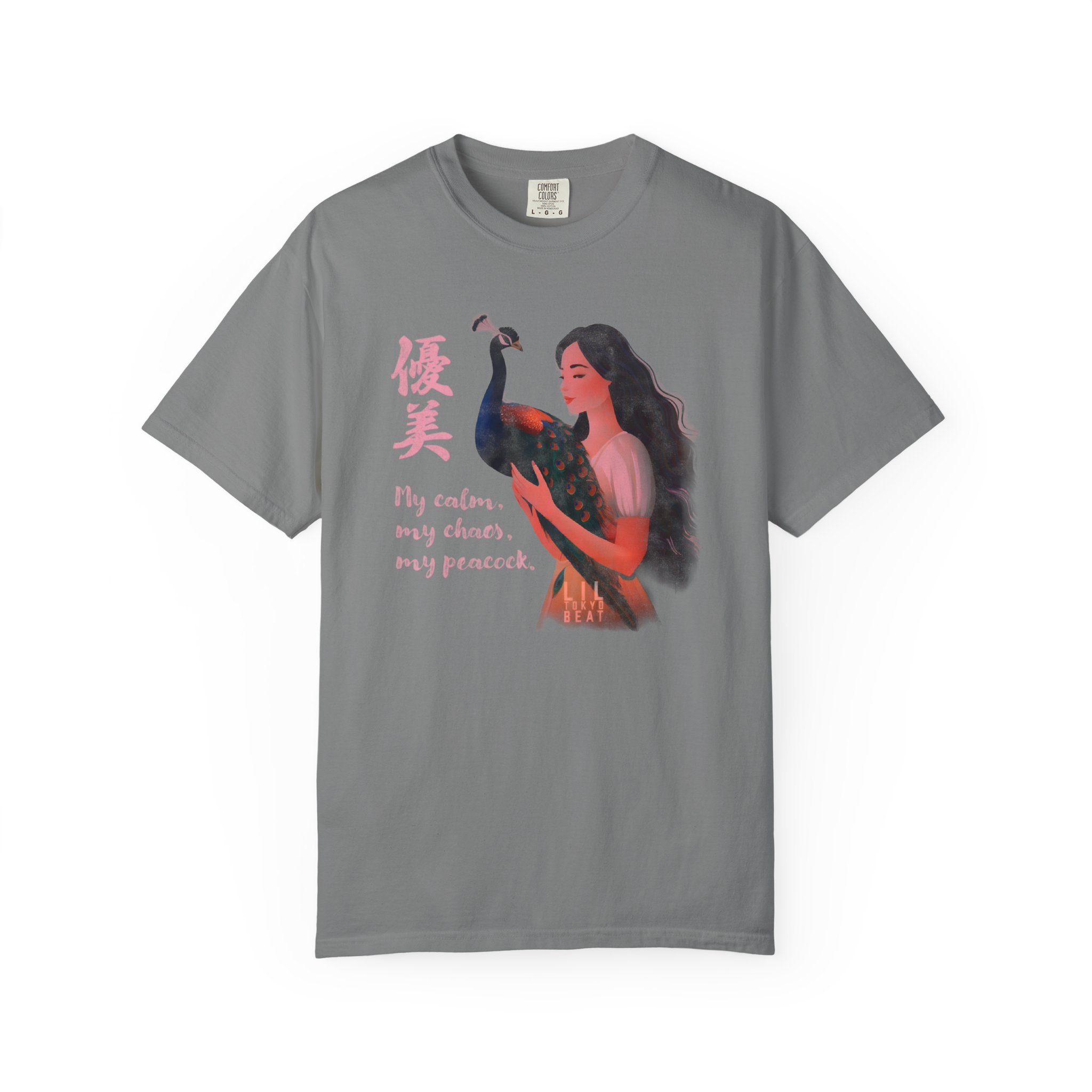 Peacock Artistic Graphic Tee, My Calm My Chaos Unisex Garment-Dyed T-shirt, Women's Gen Z Fashion, Bold Tee Shirt, Graphic Art Tee, t0