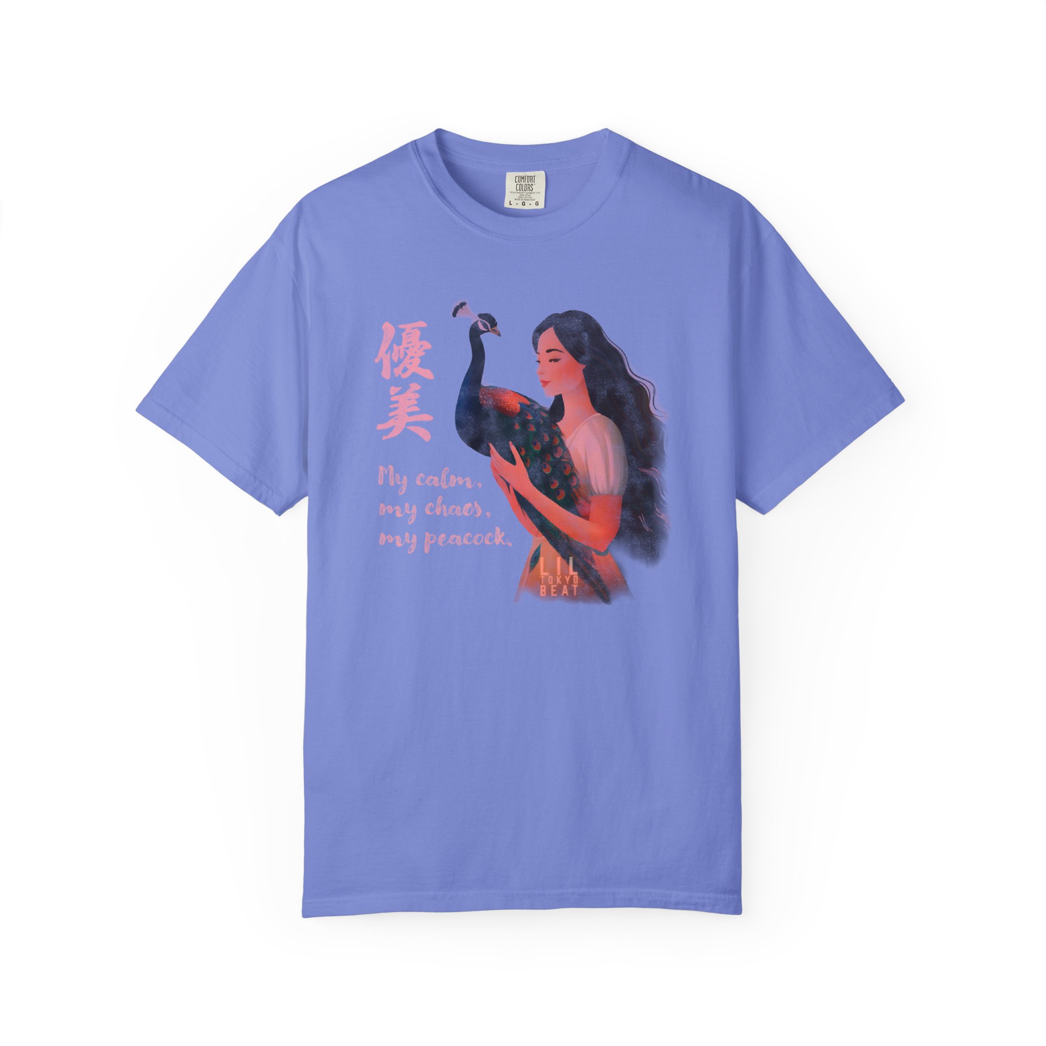 Peacock Artistic Graphic Tee, My Calm My Chaos Unisex Garment-Dyed T-shirt, Women's Gen Z Fashion, Bold Tee Shirt, Graphic Art Tee, t0 - Image 3