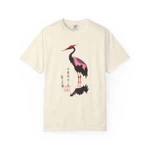 Crane Reflection T-Shirt — Japanese Brush Art Tee, t0