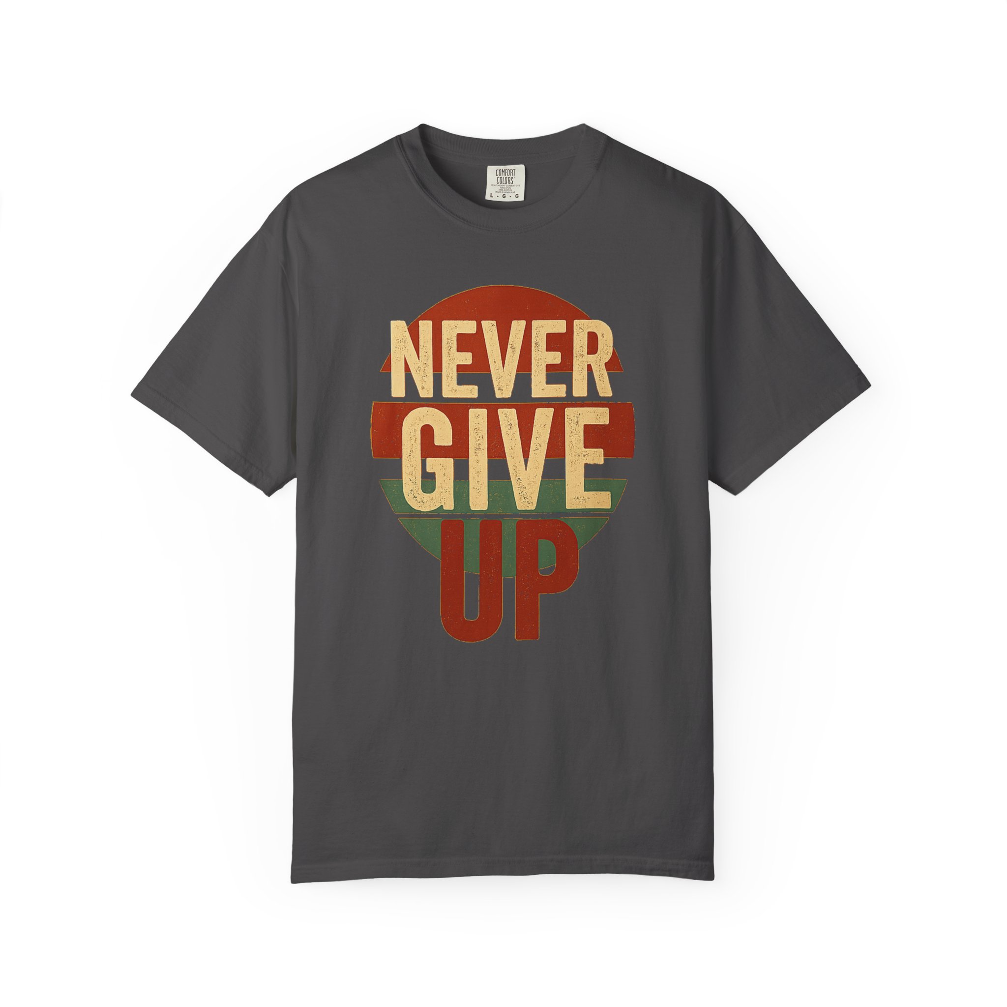 Never Give Up T-Shirt — Vintage Striped Motivational Tee - Image 10