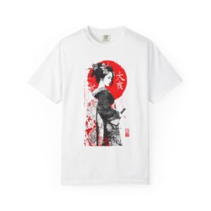 Ink Style Japanese Portrait – Red Sun Art