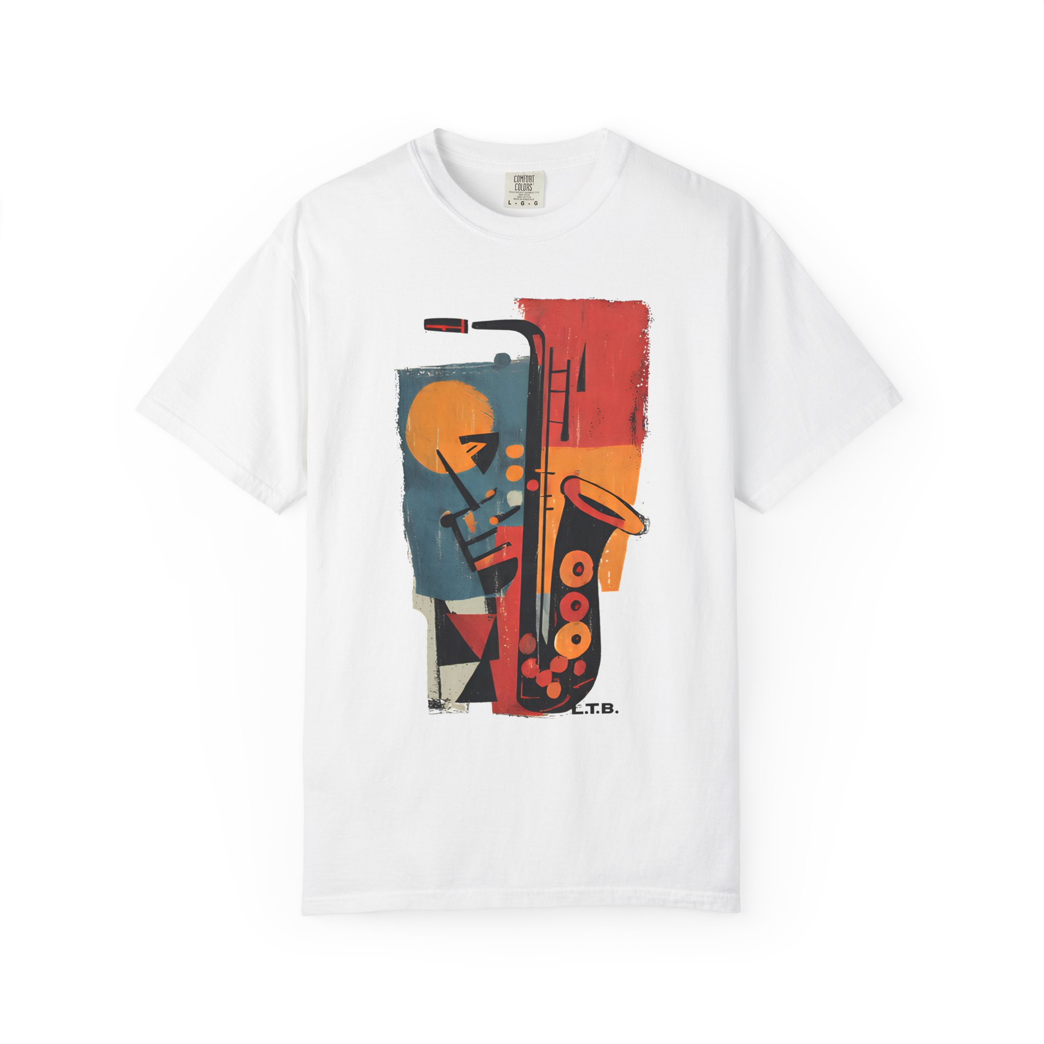 Jazz Saxophone Graphic T-Shirt — Vintage Abstract Music Tee