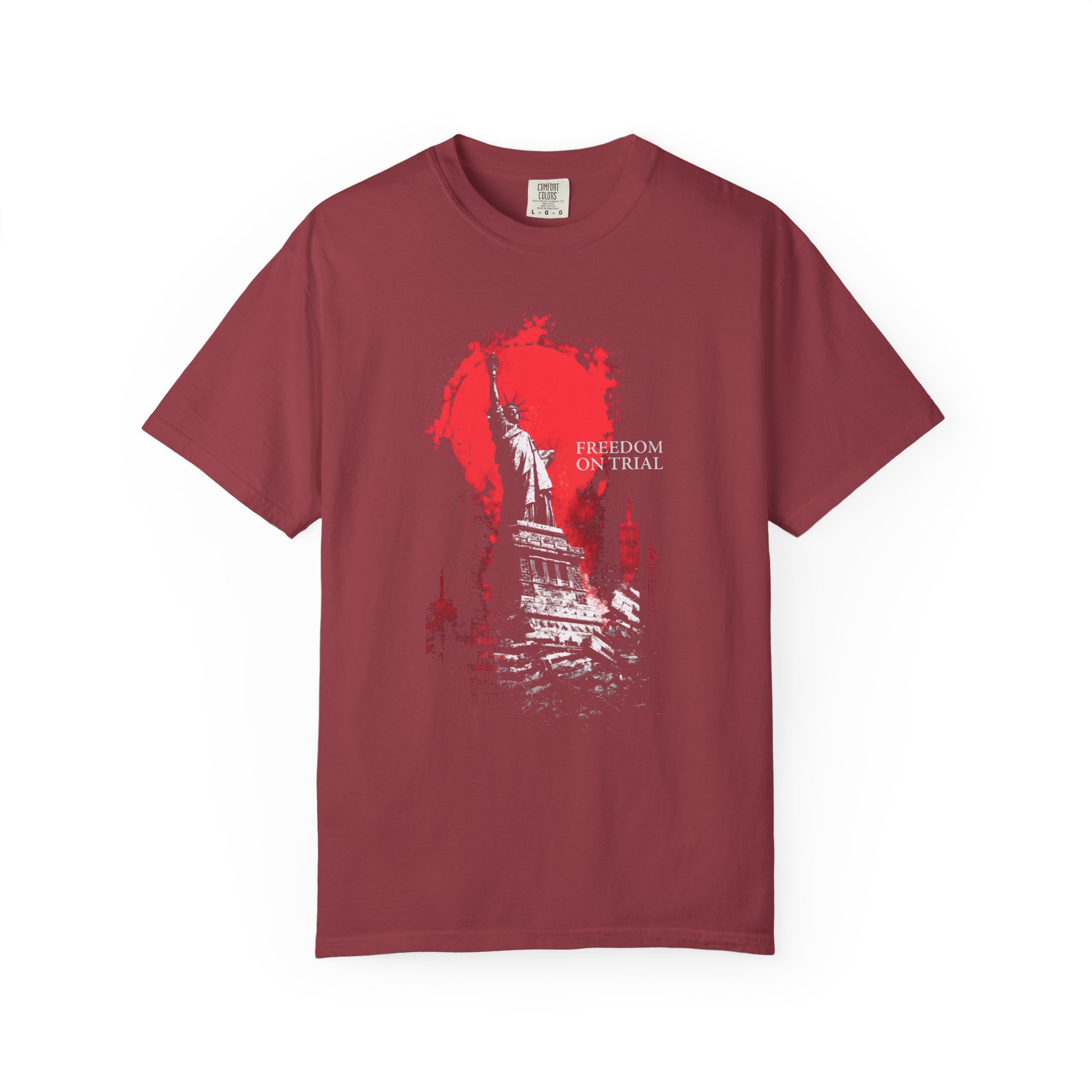Freedom on Trial Protest T-Shirt — Statue of Liberty Political Art Tee - Image 7