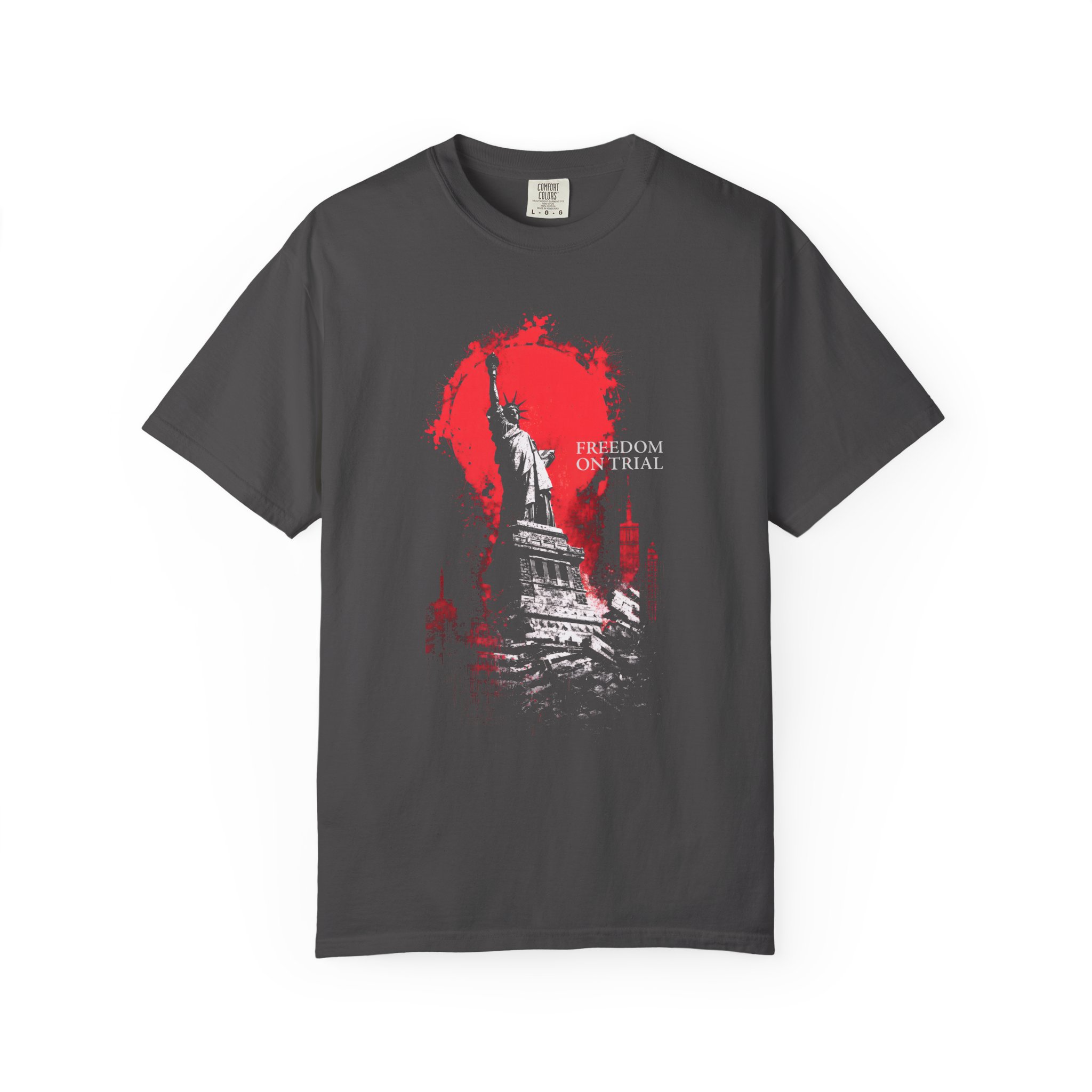 Freedom on Trial Protest T-Shirt — Statue of Liberty Political Art Tee - Image 4
