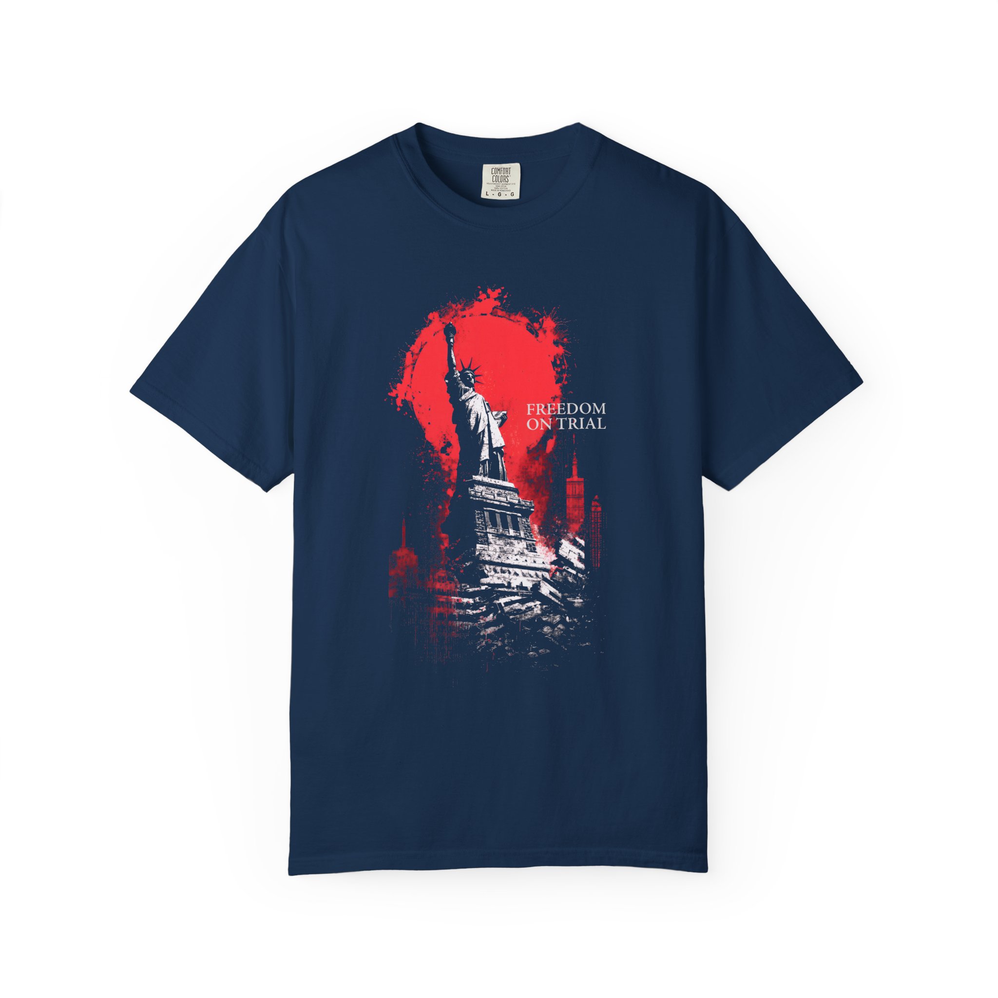 Freedom on Trial Protest T-Shirt — Statue of Liberty Political Art Tee - Image 5