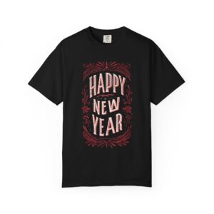 Happy New Year Vintage Typography T-Shirt | Ornamental Frame Graphic Tee