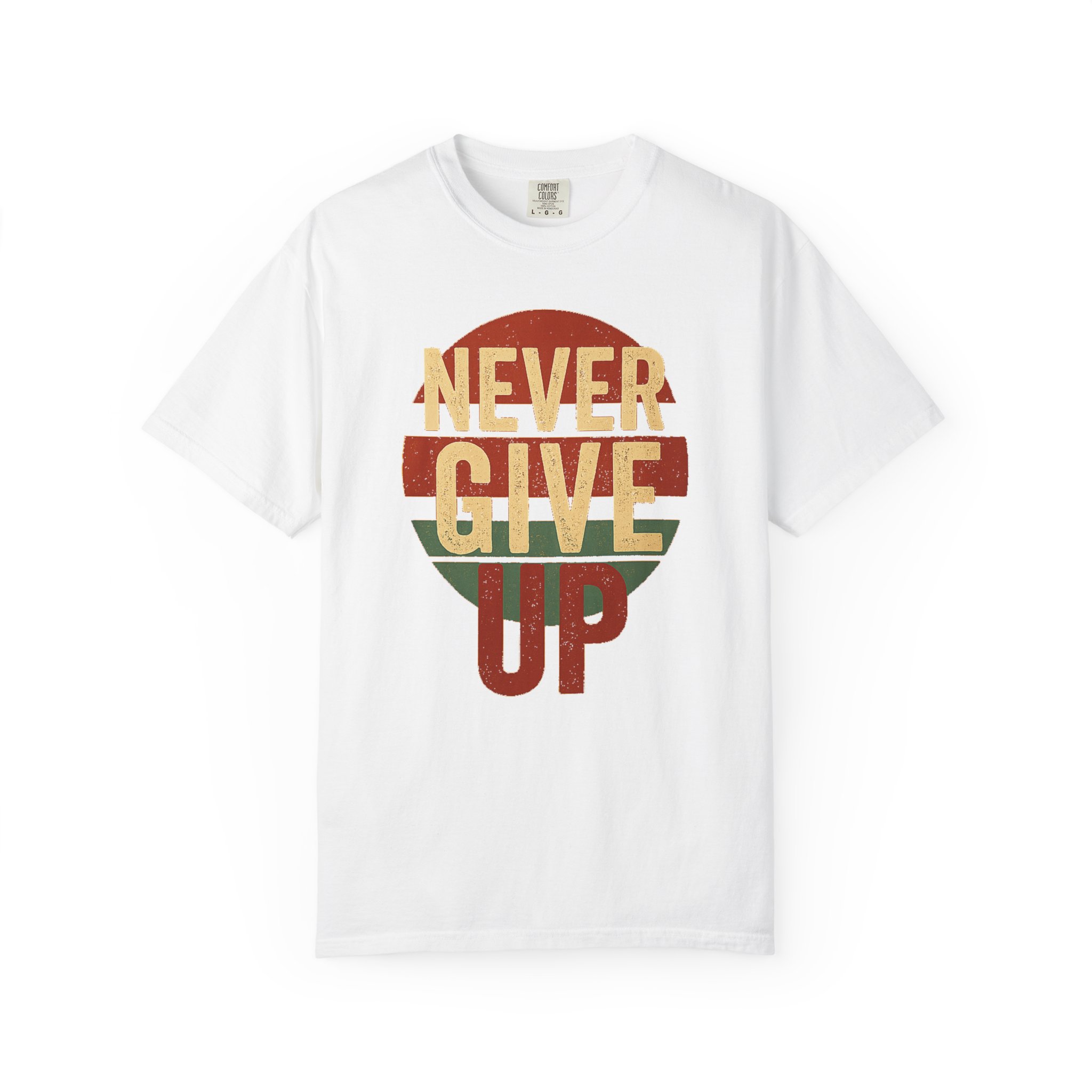 Never Give Up T-Shirt — Vintage Striped Motivational Tee - Image 3