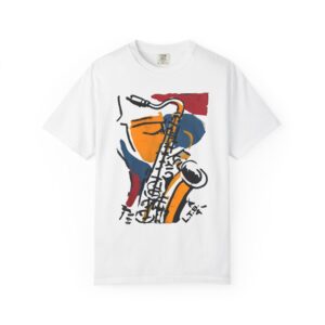 Abstract Saxophone Jazz T-Shirt — Expressive Music Art Tee