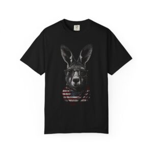 Patriotic Kangaroo Graphic Tee — American Flag Bandana Art