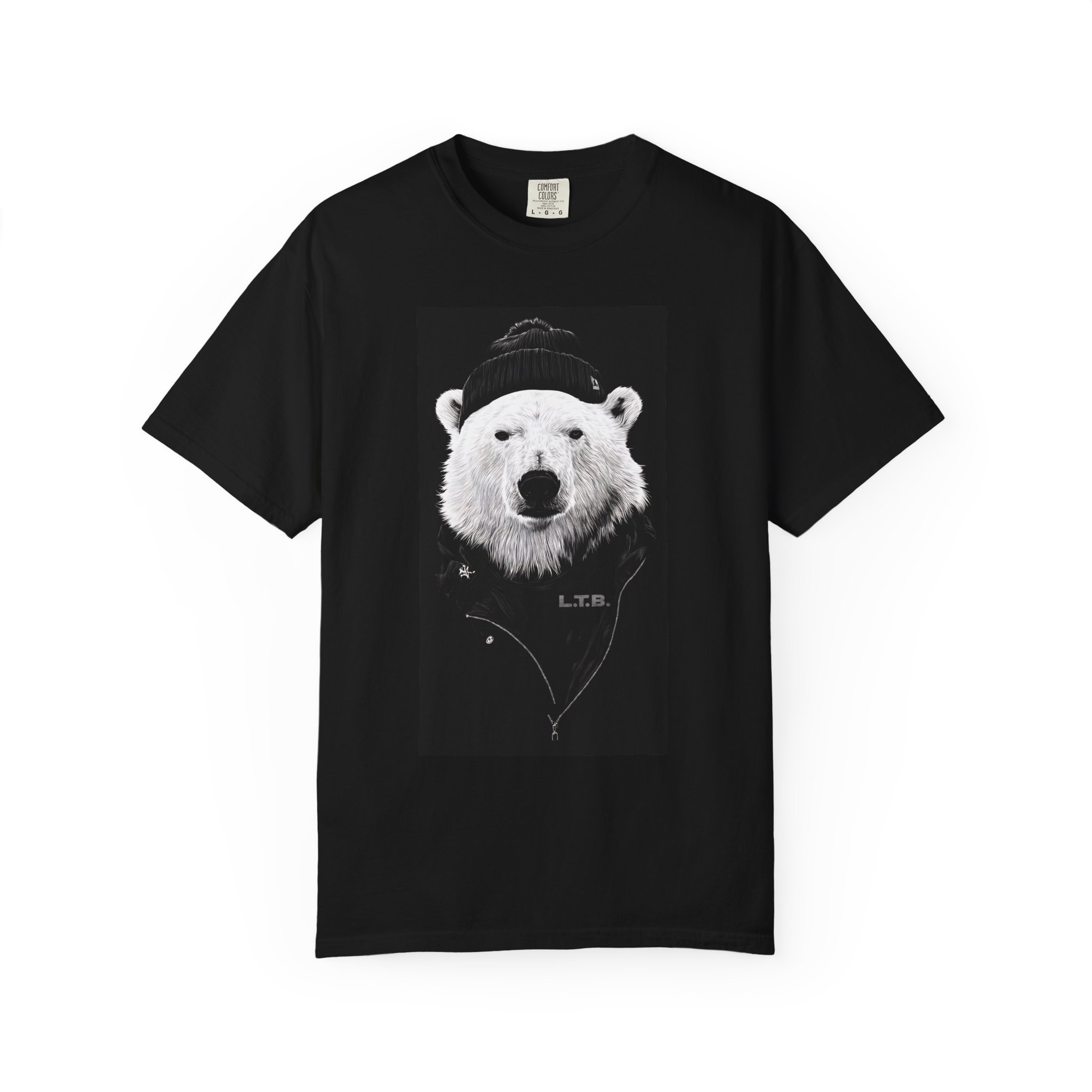 Polar Bear Portrait T-Shirt — Bear in Beanie Graphic Tee