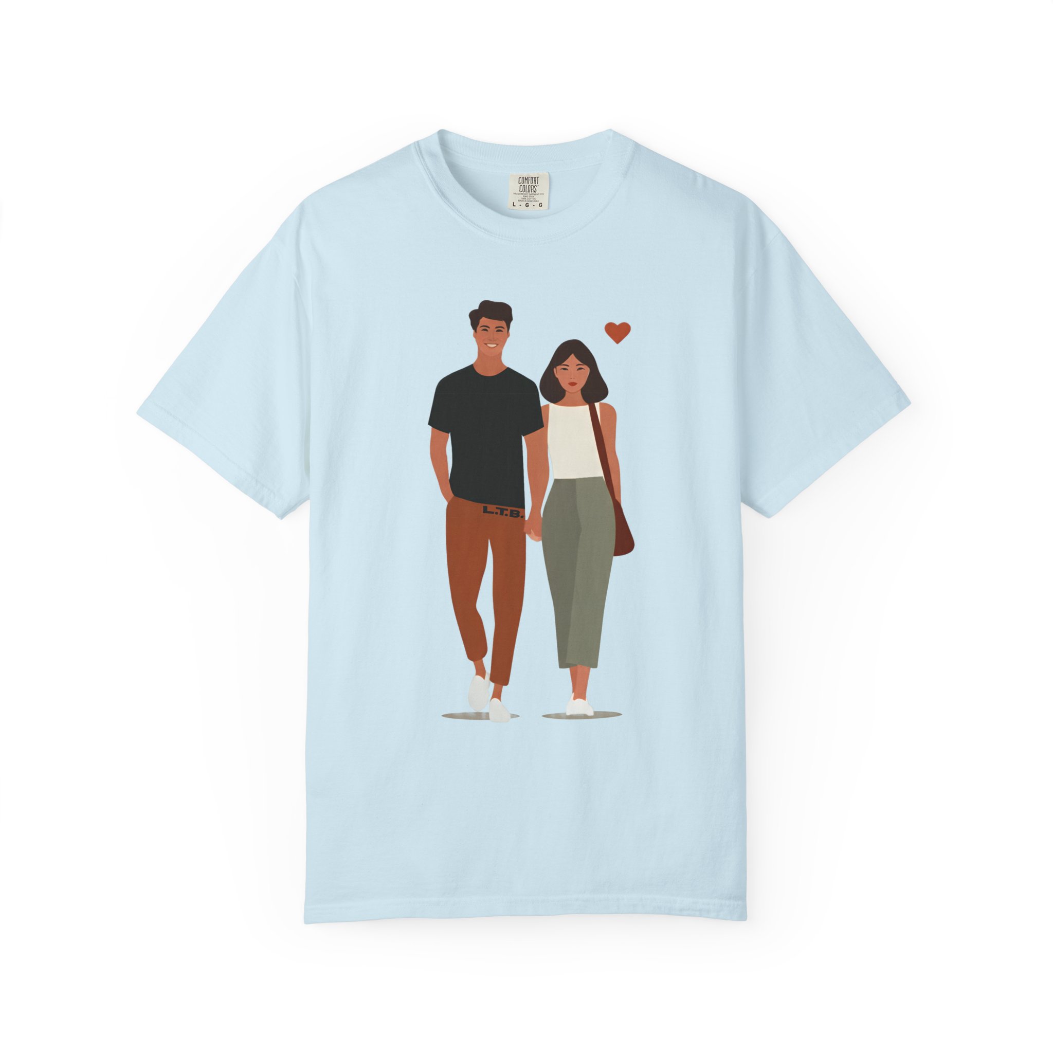 Couple Walking Illustration T-Shirt — Minimal Romantic Valentine Tee for Couples & Date Nights - Image 9