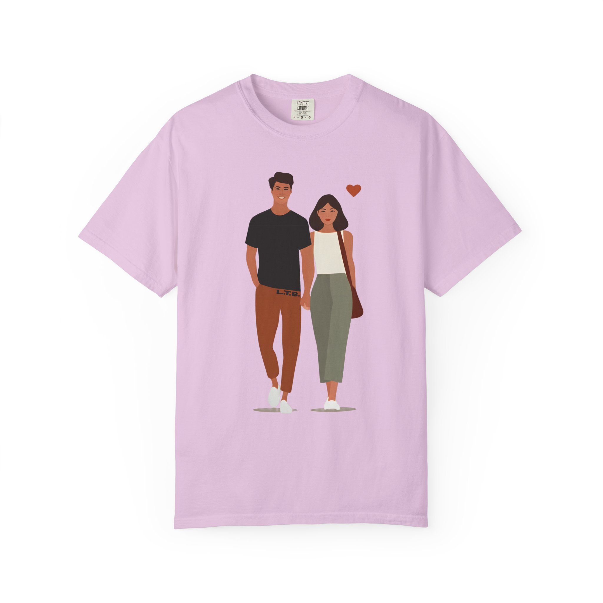 Couple Walking Illustration T-Shirt — Minimal Romantic Valentine Tee for Couples & Date Nights - Image 11