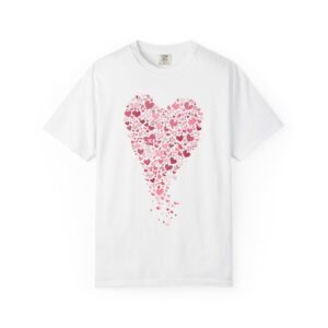 Heart Shower T-Shirt — Pink Heart Mosaic Graphic Tee for Valentine's Day