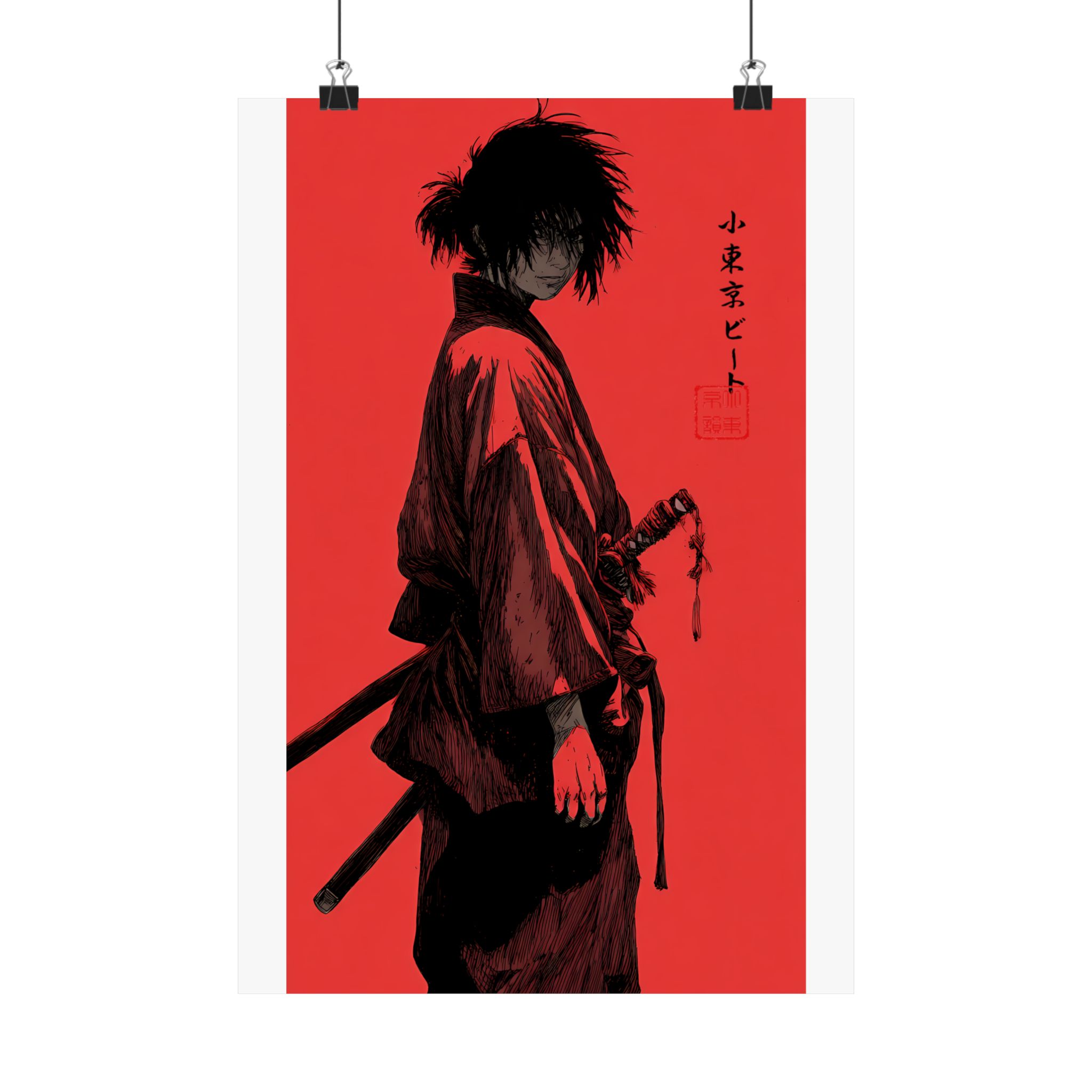 Samurai Red Matte Poster — Dark Swordsman Wall Art - Image 3