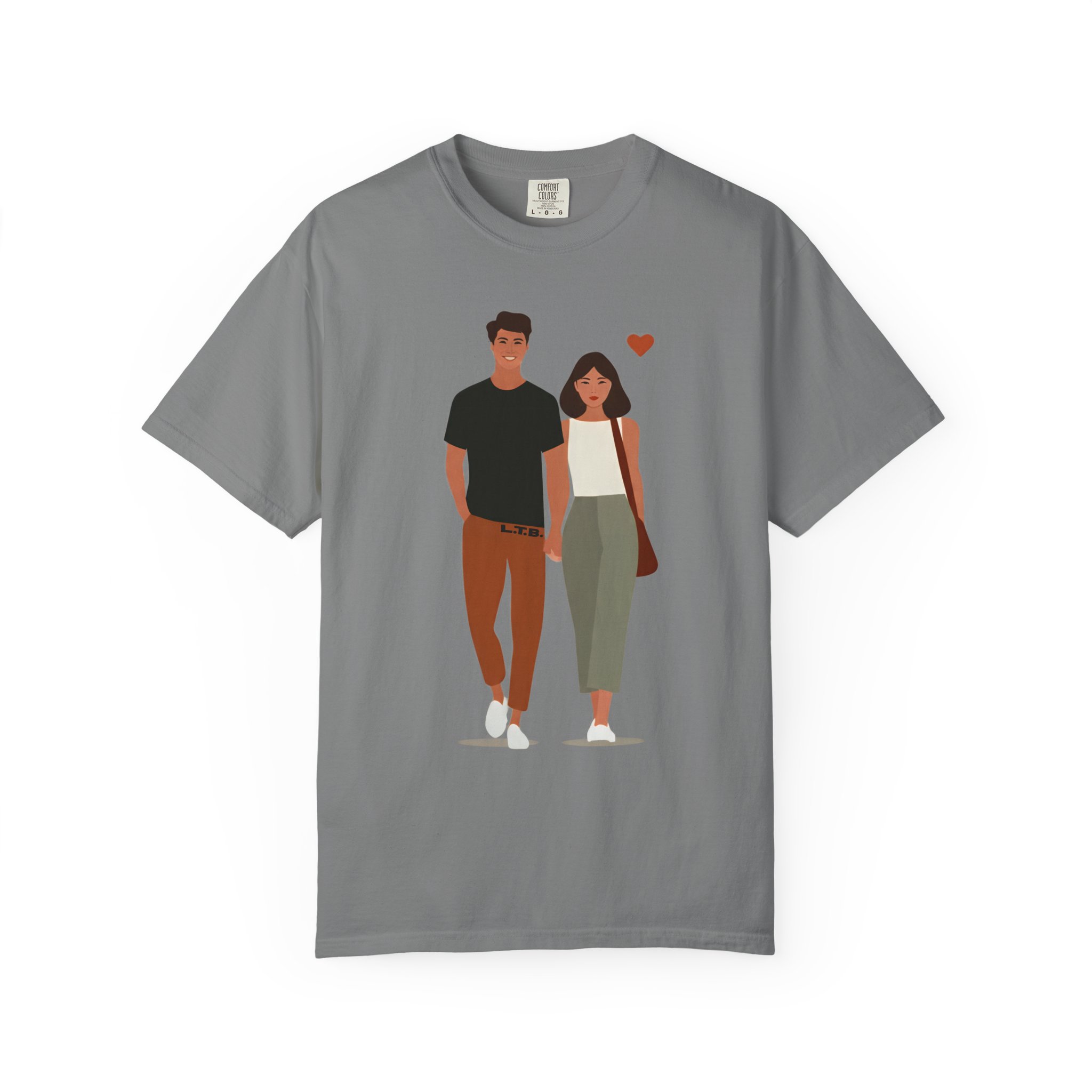 Couple Walking Illustration T-Shirt — Minimal Romantic Valentine Tee for Couples & Date Nights - Image 4