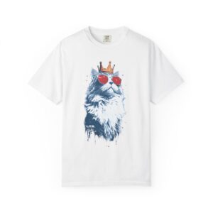 Cat King T-Shirt — Regal Cat with Crown & Sunglasses Graphic Streetwear Tee