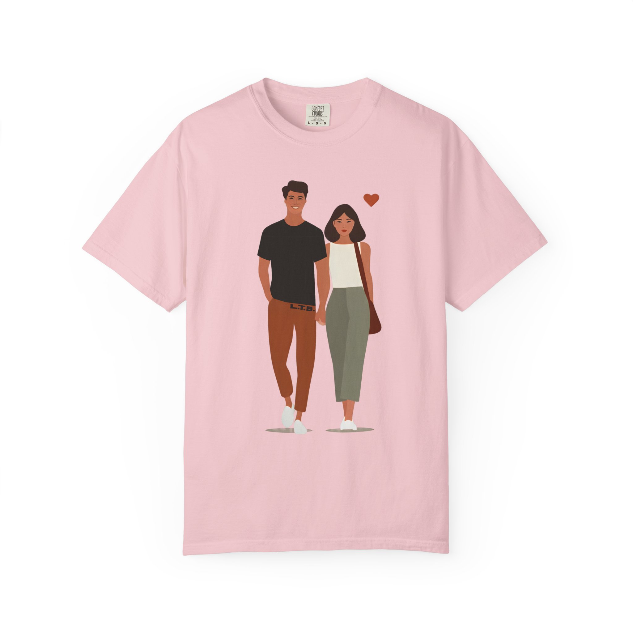Couple Walking Illustration T-Shirt — Minimal Romantic Valentine Tee for Couples & Date Nights - Image 12