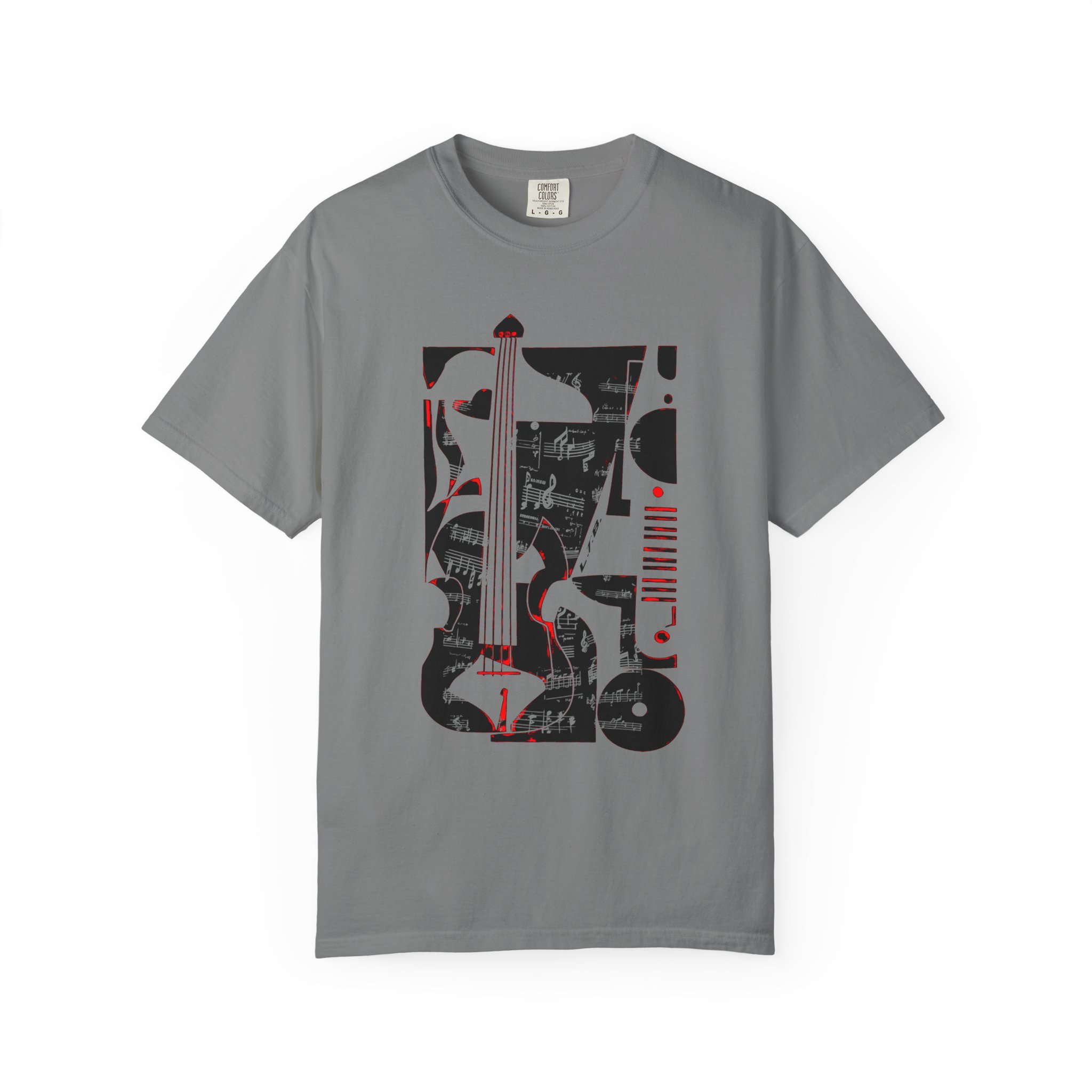 Abstract Bass & Music Notes T-Shirt — Modern Jazz Instrument Art Tee - Image 4