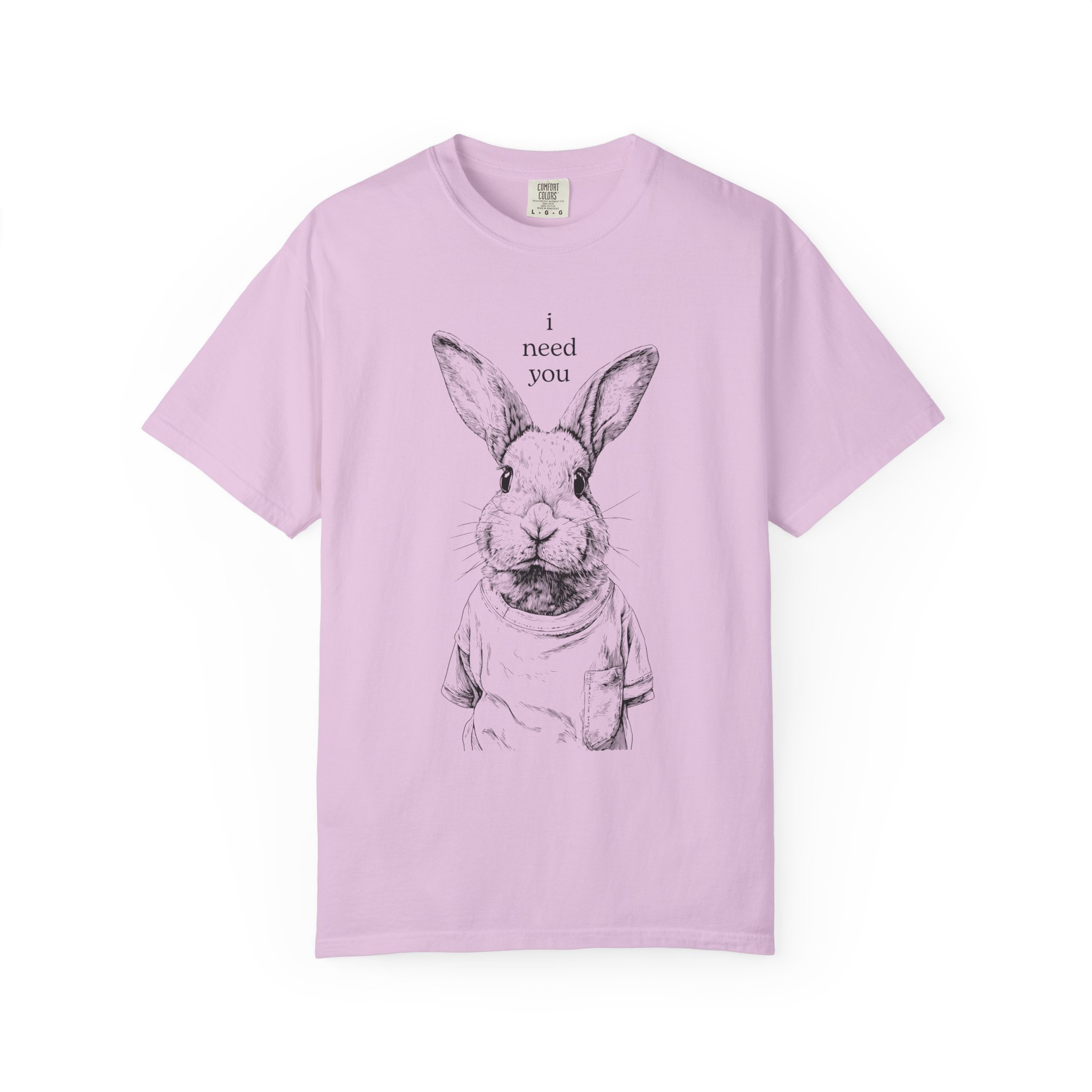 Rabbit Line Art T-Shirt — "I Need You" Quiet Emotional Design Tee, Valentine Gift Idea - Image 13