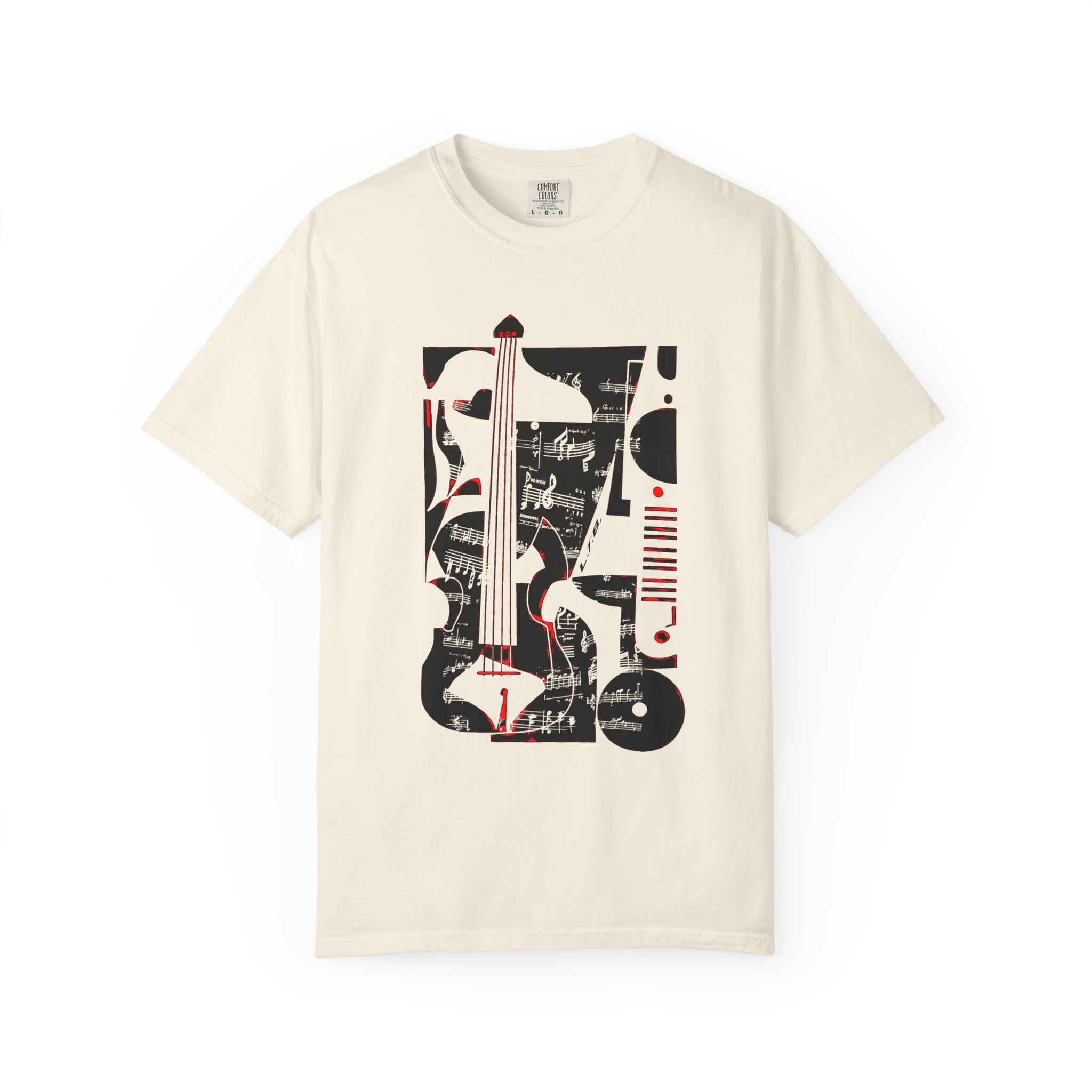 Abstract Bass & Music Notes T-Shirt — Modern Jazz Instrument Art Tee - Image 3