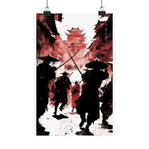 Crimson Ronin Street Battle Poster — Samurai Red Edition Wall Art