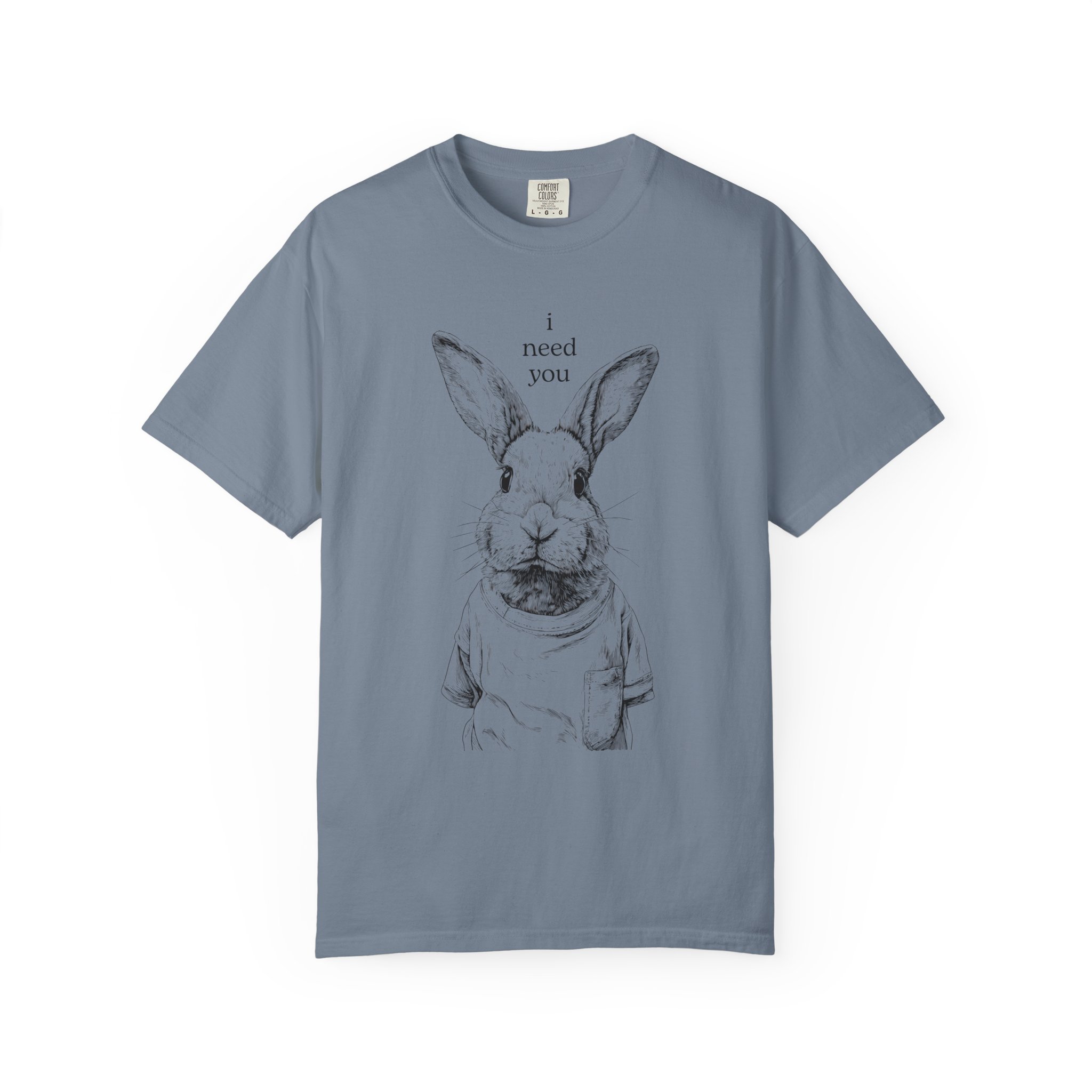 Rabbit Line Art T-Shirt — "I Need You" Quiet Emotional Design Tee, Valentine Gift Idea - Image 11