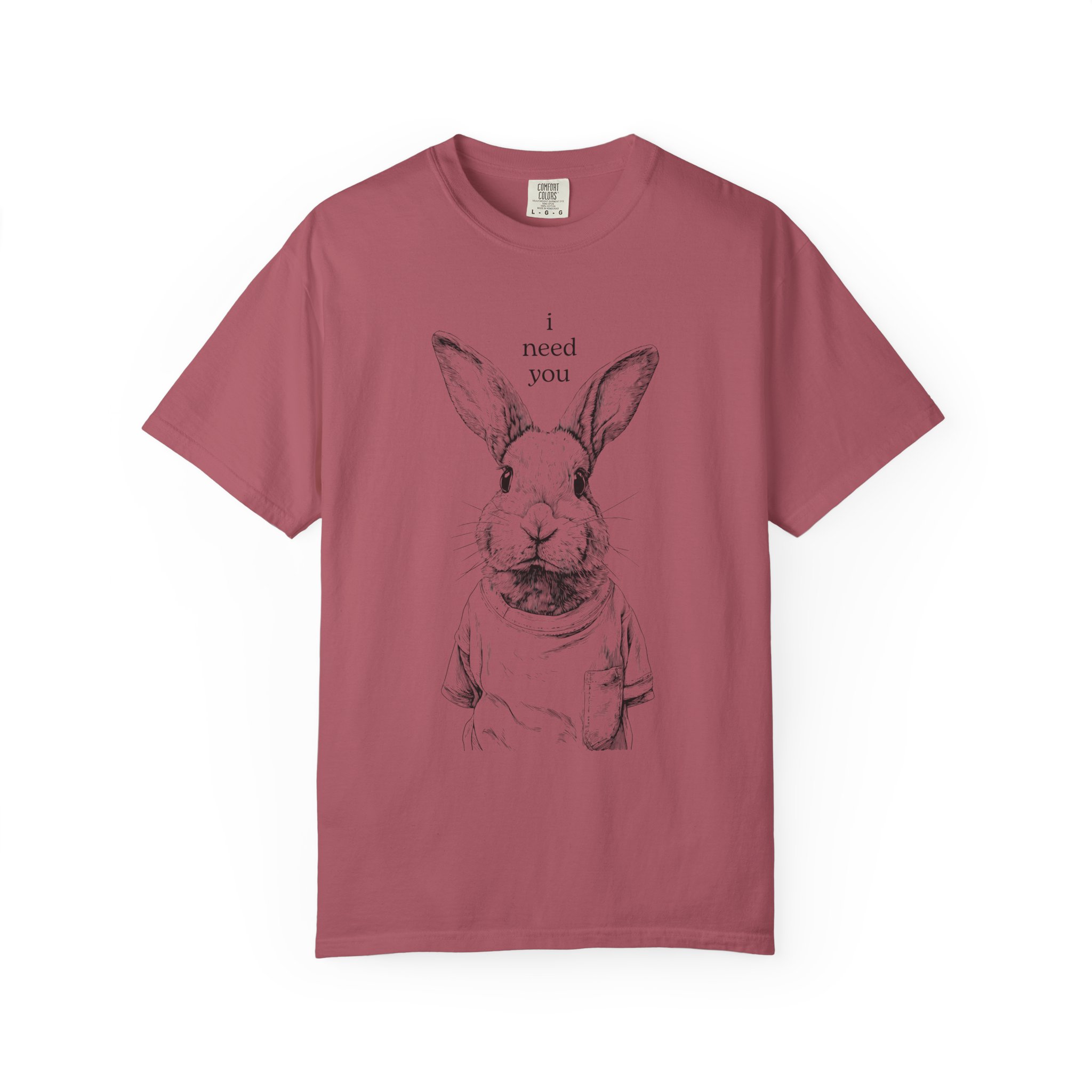 Rabbit Line Art T-Shirt — "I Need You" Quiet Emotional Design Tee, Valentine Gift Idea - Image 15
