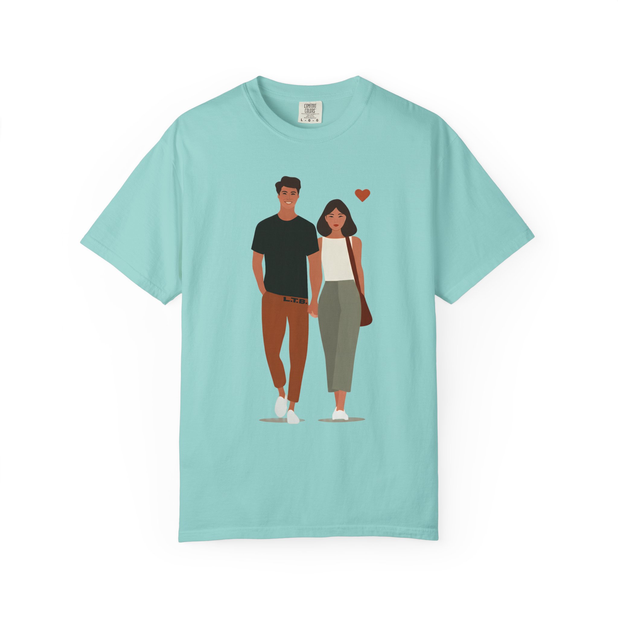 Couple Walking Illustration T-Shirt — Minimal Romantic Valentine Tee for Couples & Date Nights - Image 6