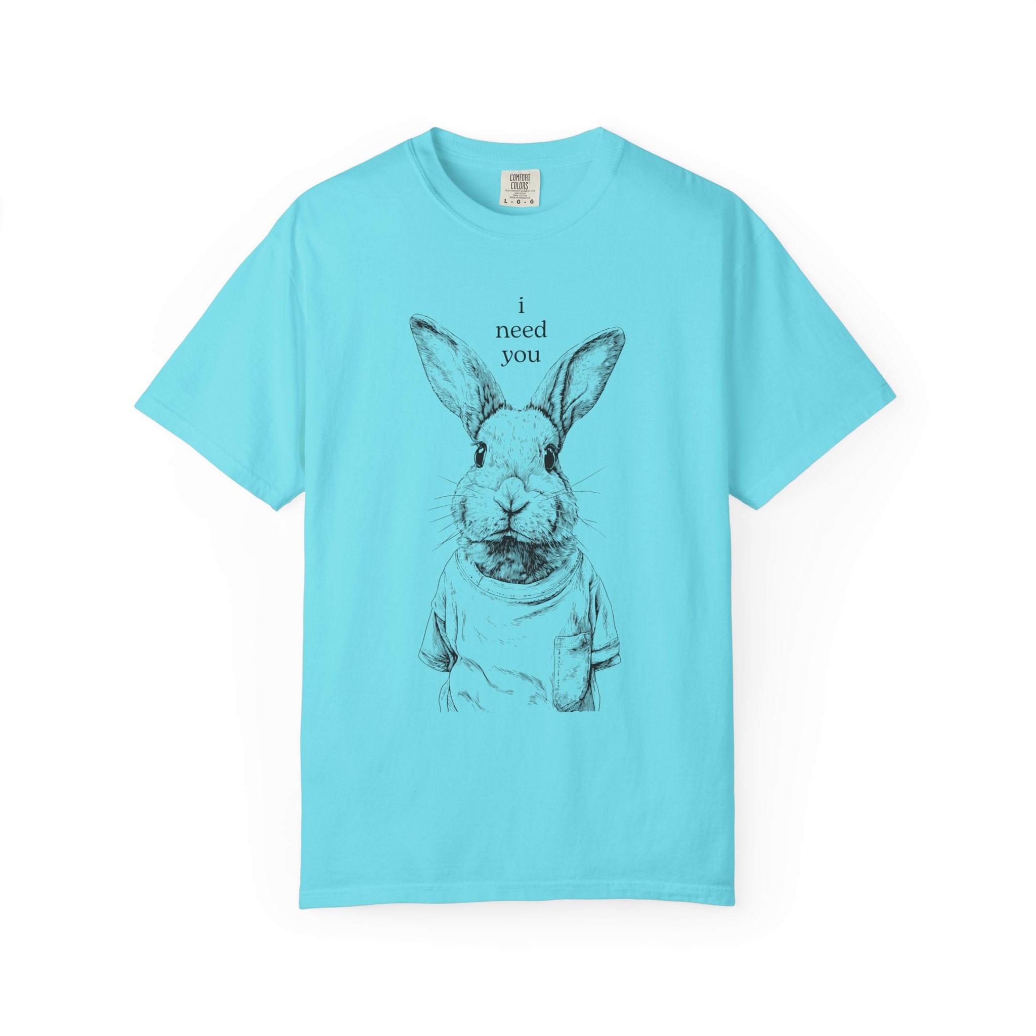 Rabbit Line Art T-Shirt — "I Need You" Quiet Emotional Design Tee, Valentine Gift Idea - Image 7