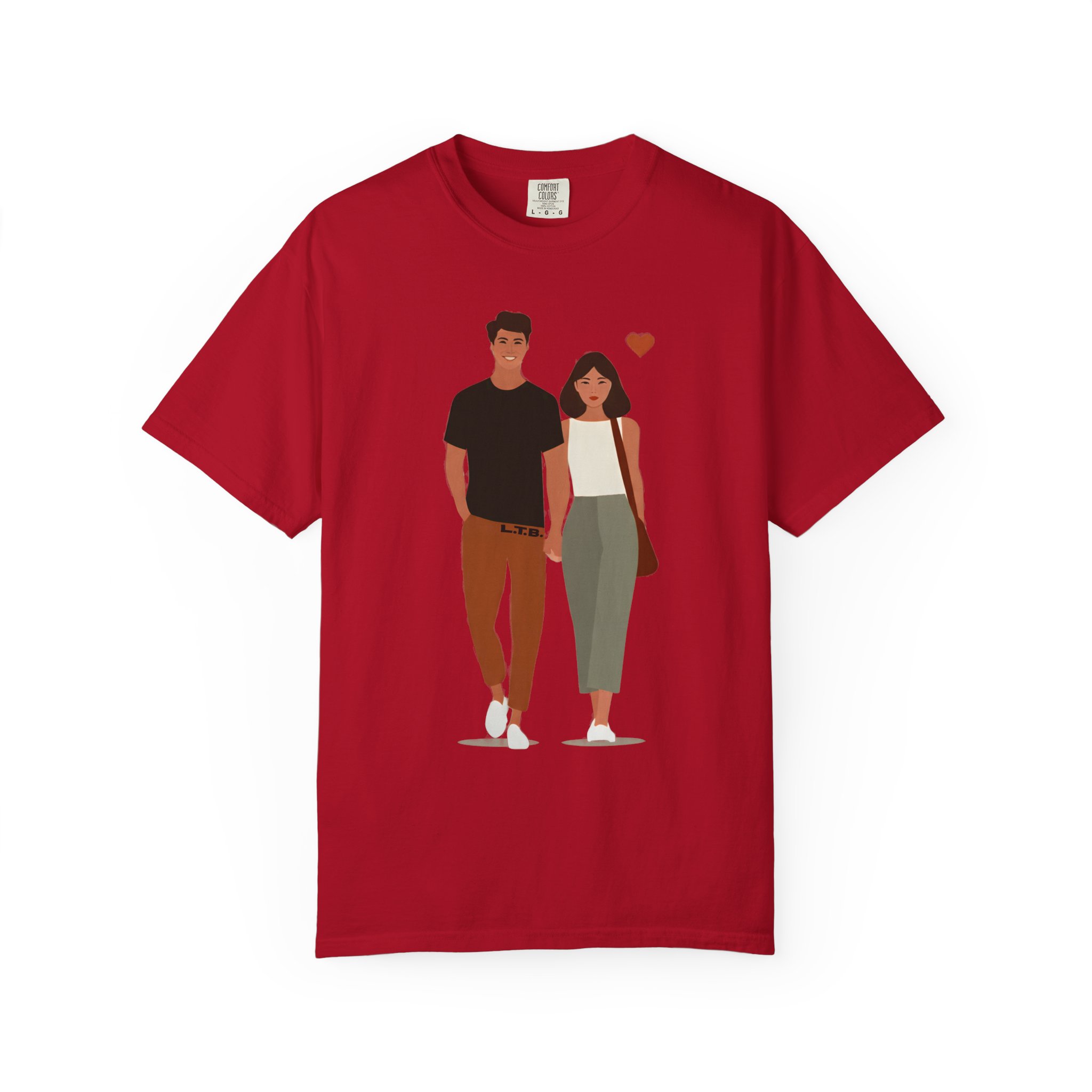 Couple Walking Illustration T-Shirt — Minimal Romantic Valentine Tee for Couples & Date Nights - Image 15