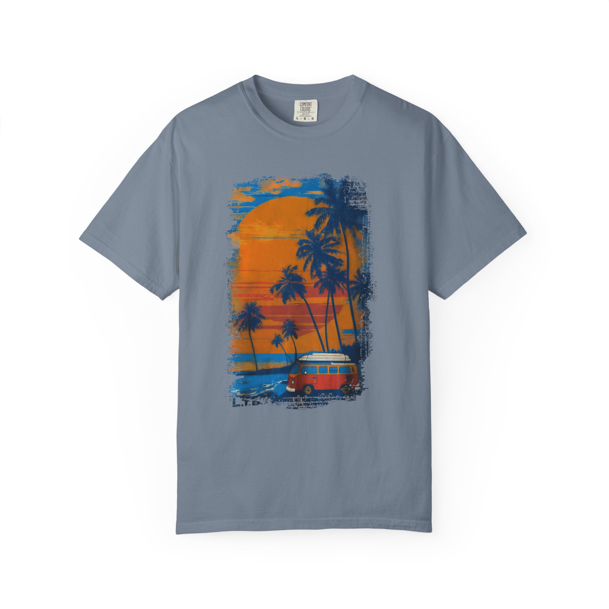 Sunset Beach Van Graphic Tee | Retro Coastal Palm Art T-Shirt - Image 7