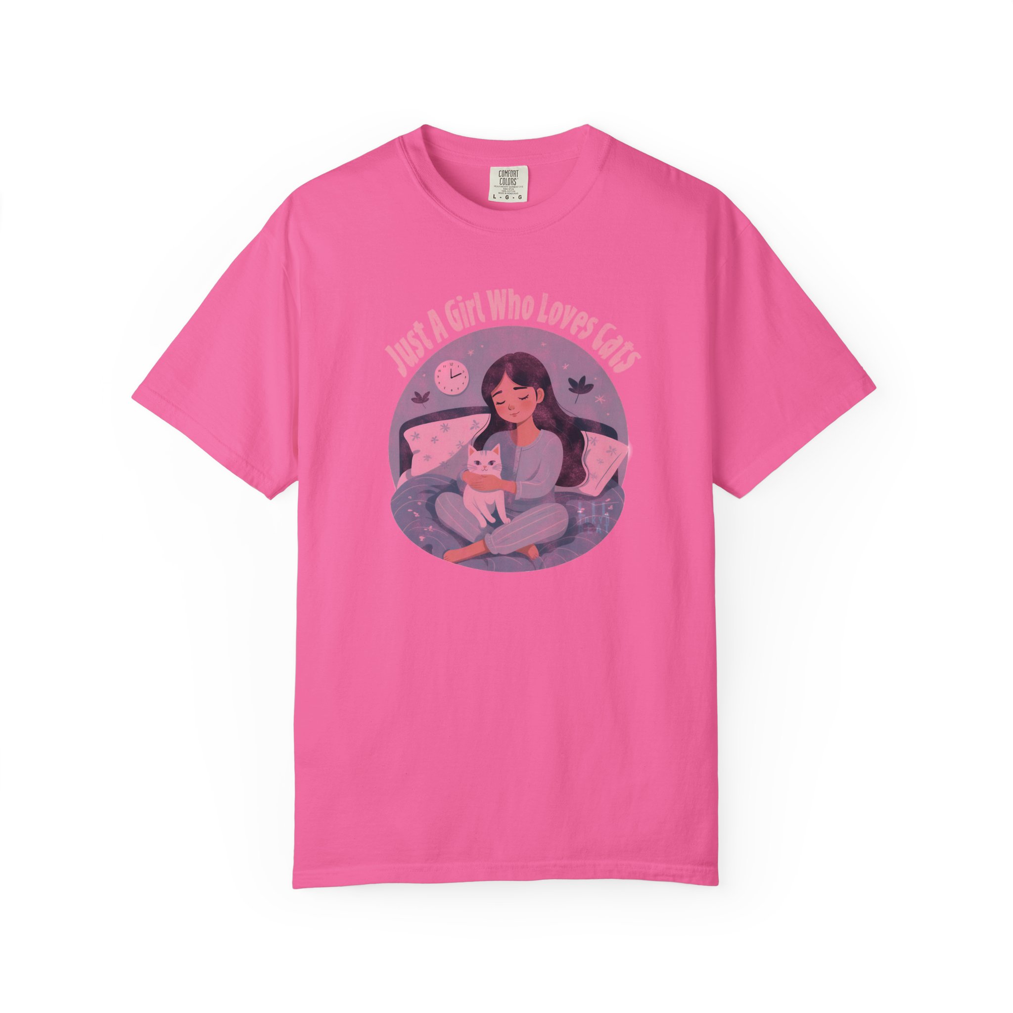 Cat Lover T-Shirt - Just A Girl Who Loves Cats Tee, Cozy Pet-Friendly Gift, Unisex Garment-Dyed Shirt, t7 - Image 14