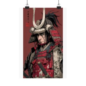 Red Samurai Wall Art Poster | Japanese Warrior Gallery Print