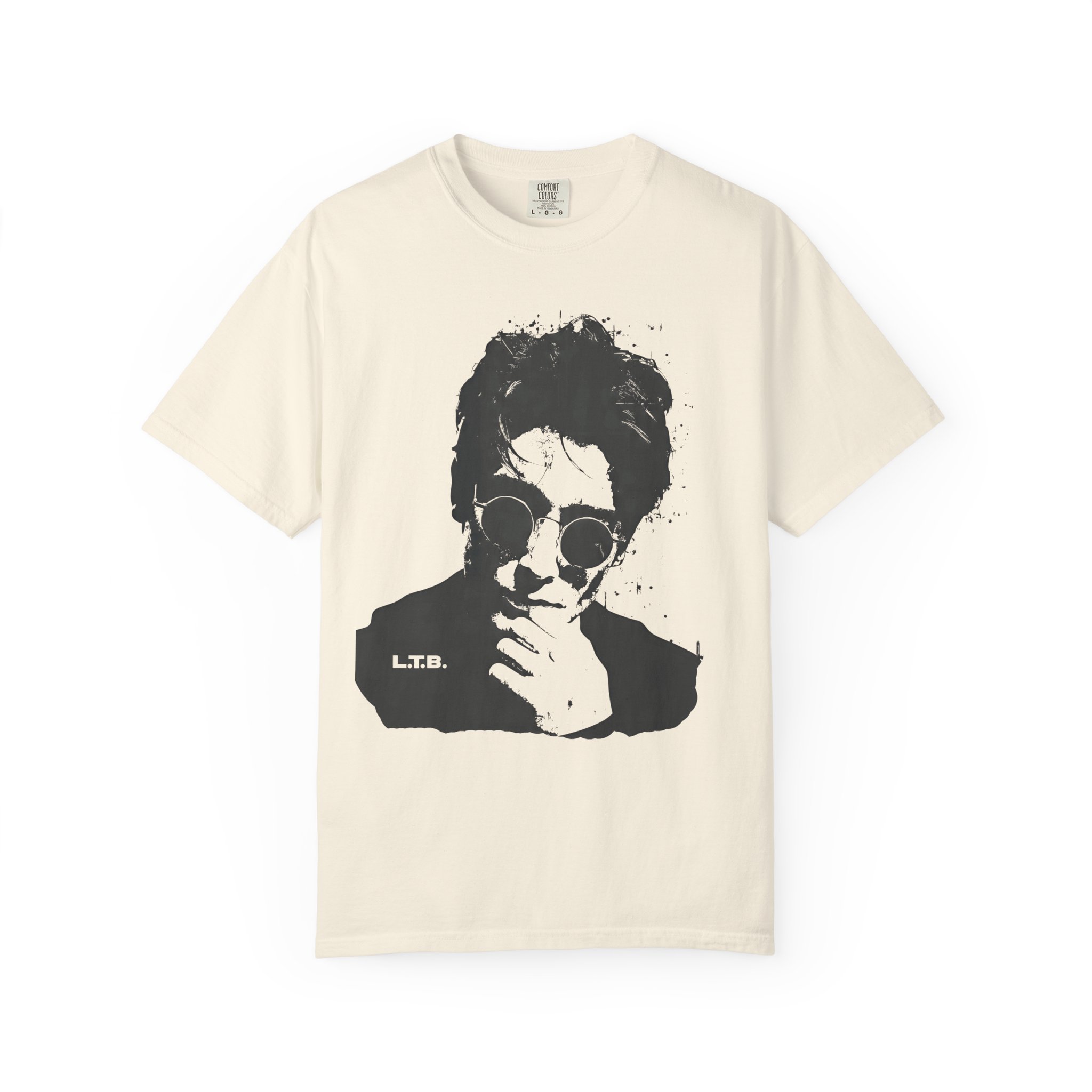 Monochrome Rock-Style Portrait T-Shirt | Minimal Thinker Graphic Art Tee - Image 3