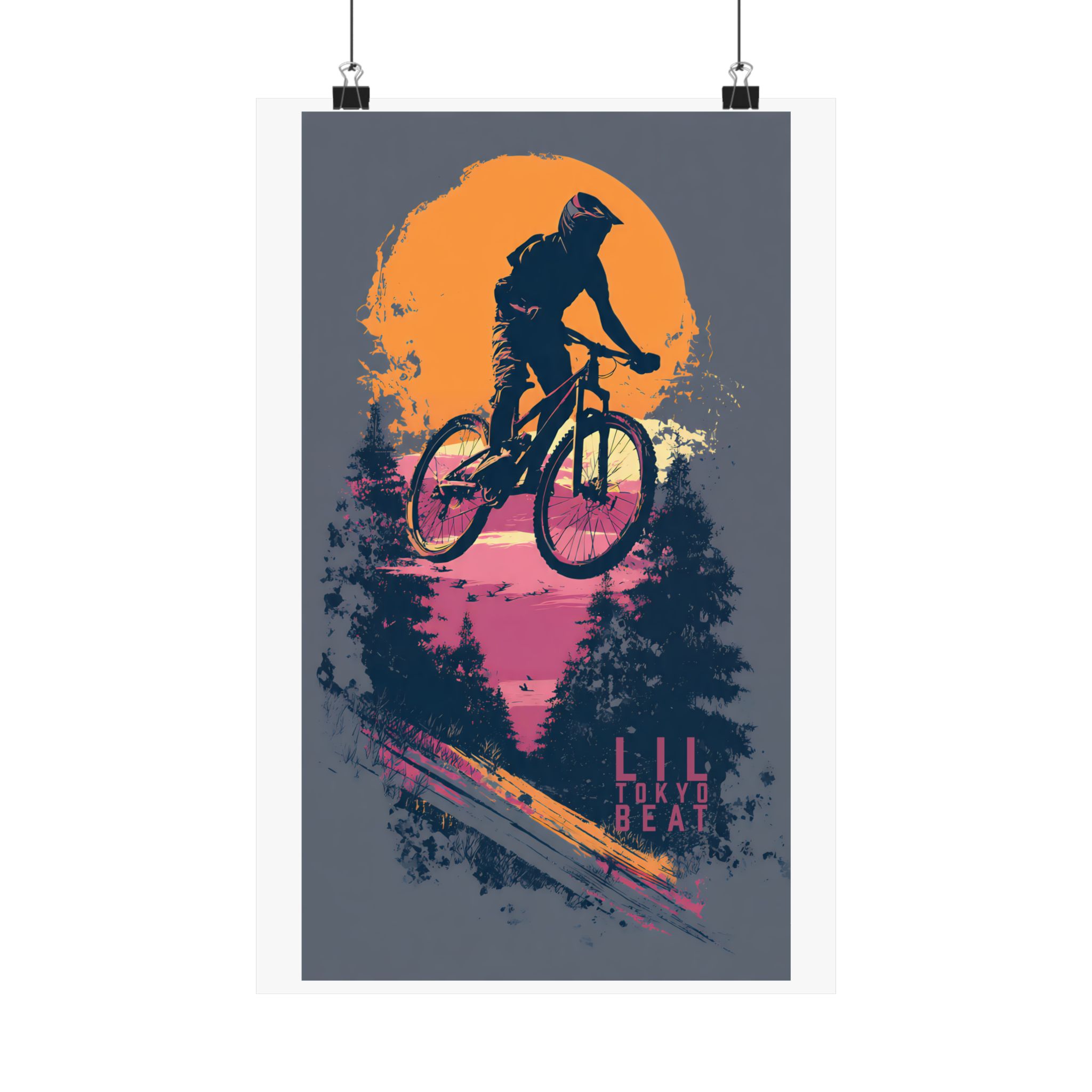 Mountain Bike Matte Sunset Poster | Neon Urban Sports Wall Art - Image 6
