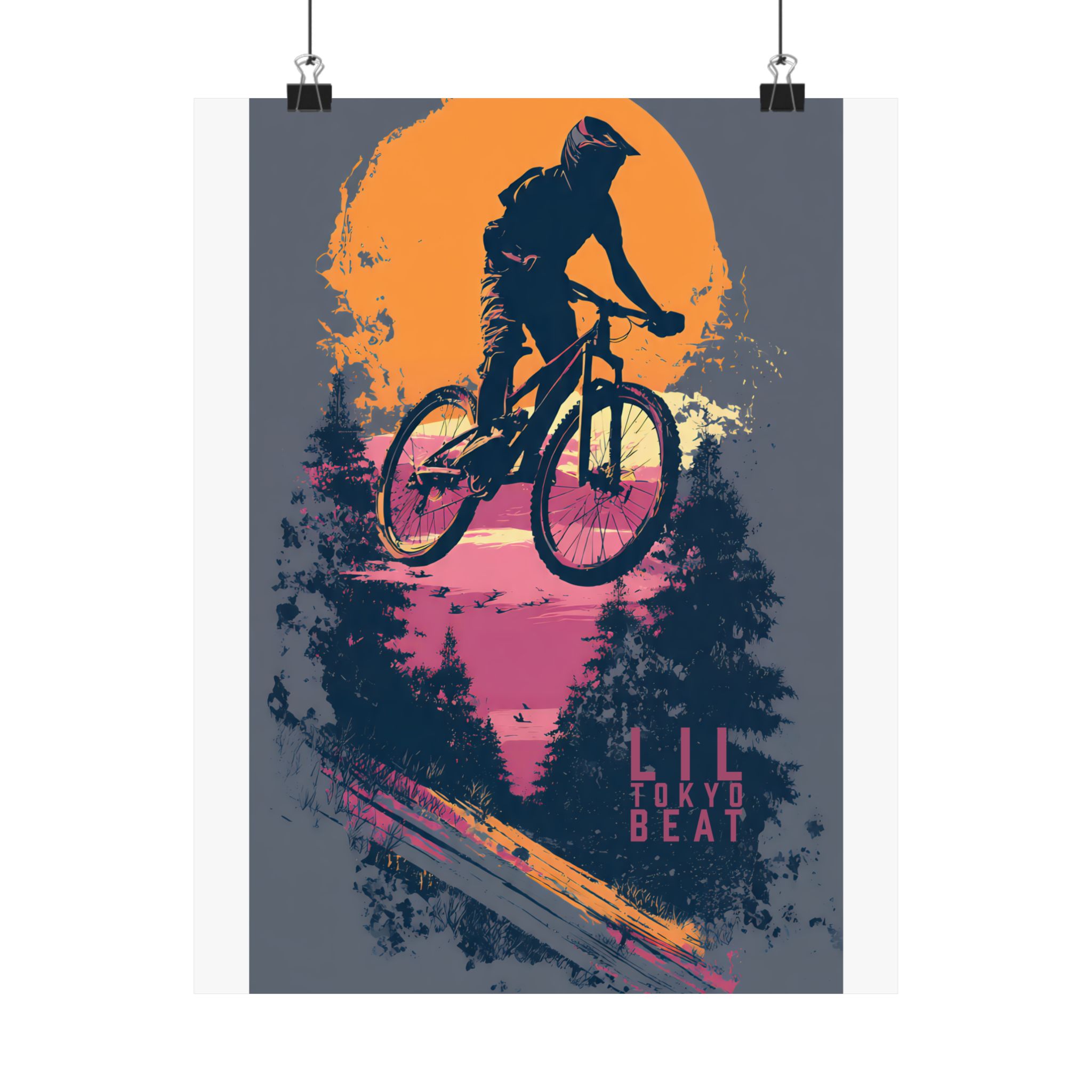 Mountain Bike Matte Sunset Poster | Neon Urban Sports Wall Art - Image 4