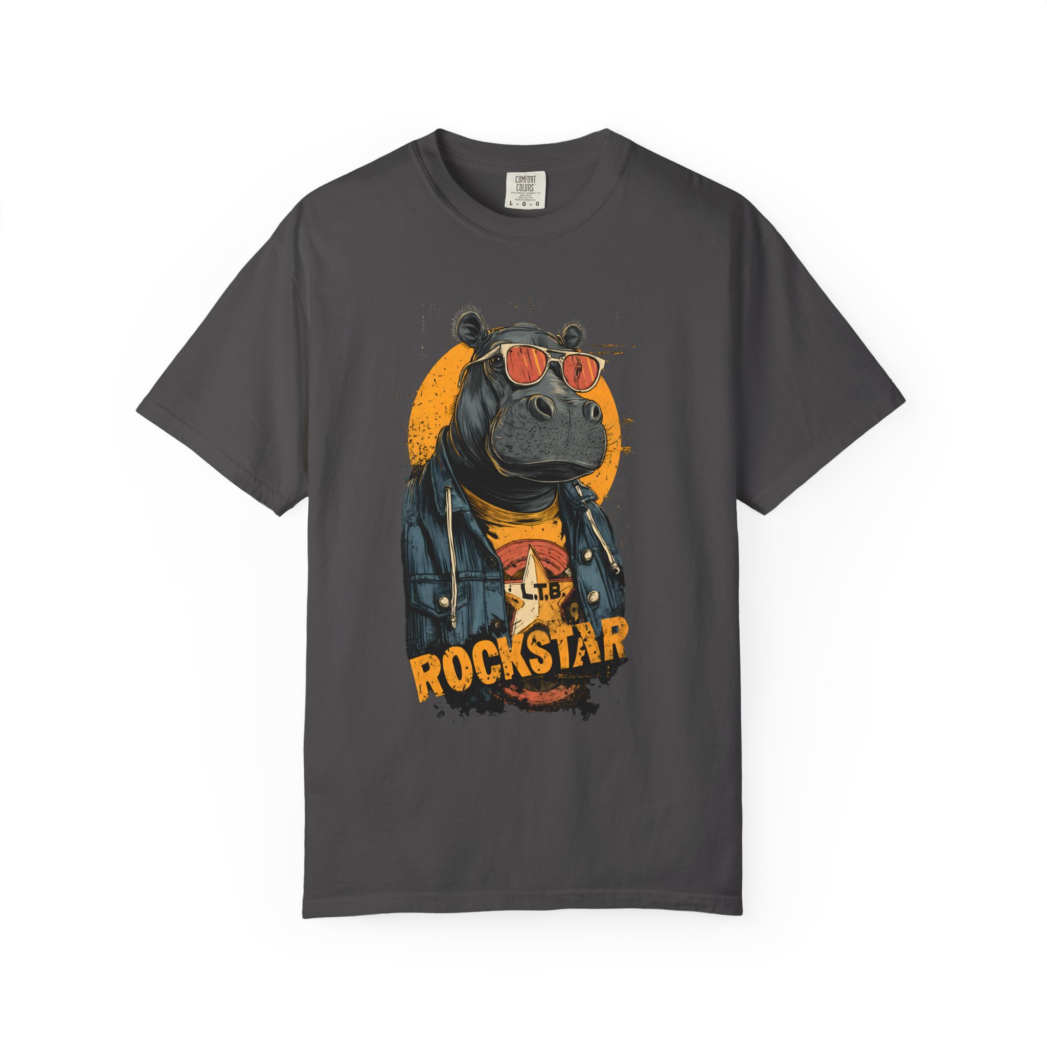 Rockstar Hippo Graphic T-Shirt — Cool Animal Music Tee - Image 9