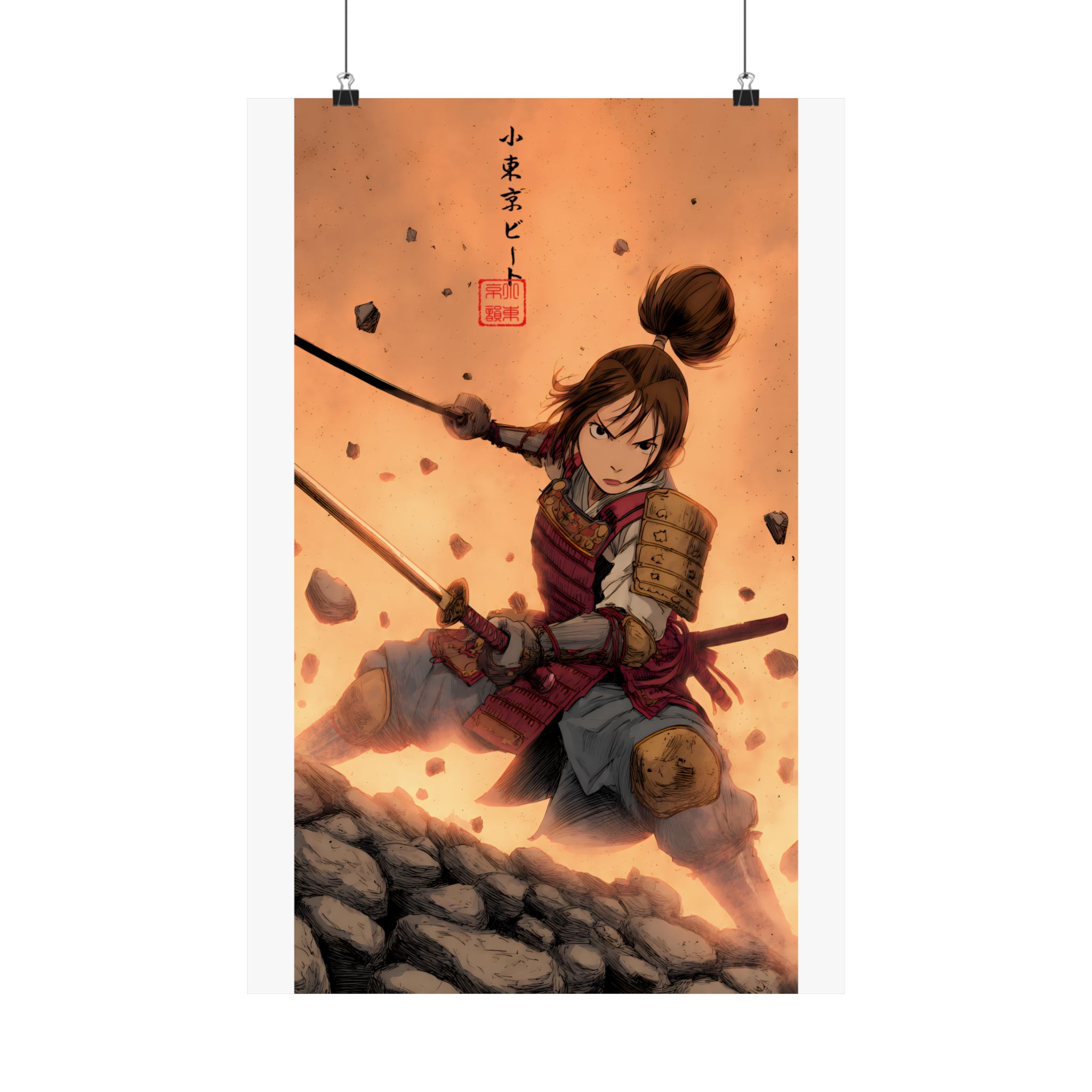 Samurai Girl Battle Matte Poster — Anime Warrior Action Vertical Wall Art - Image 6