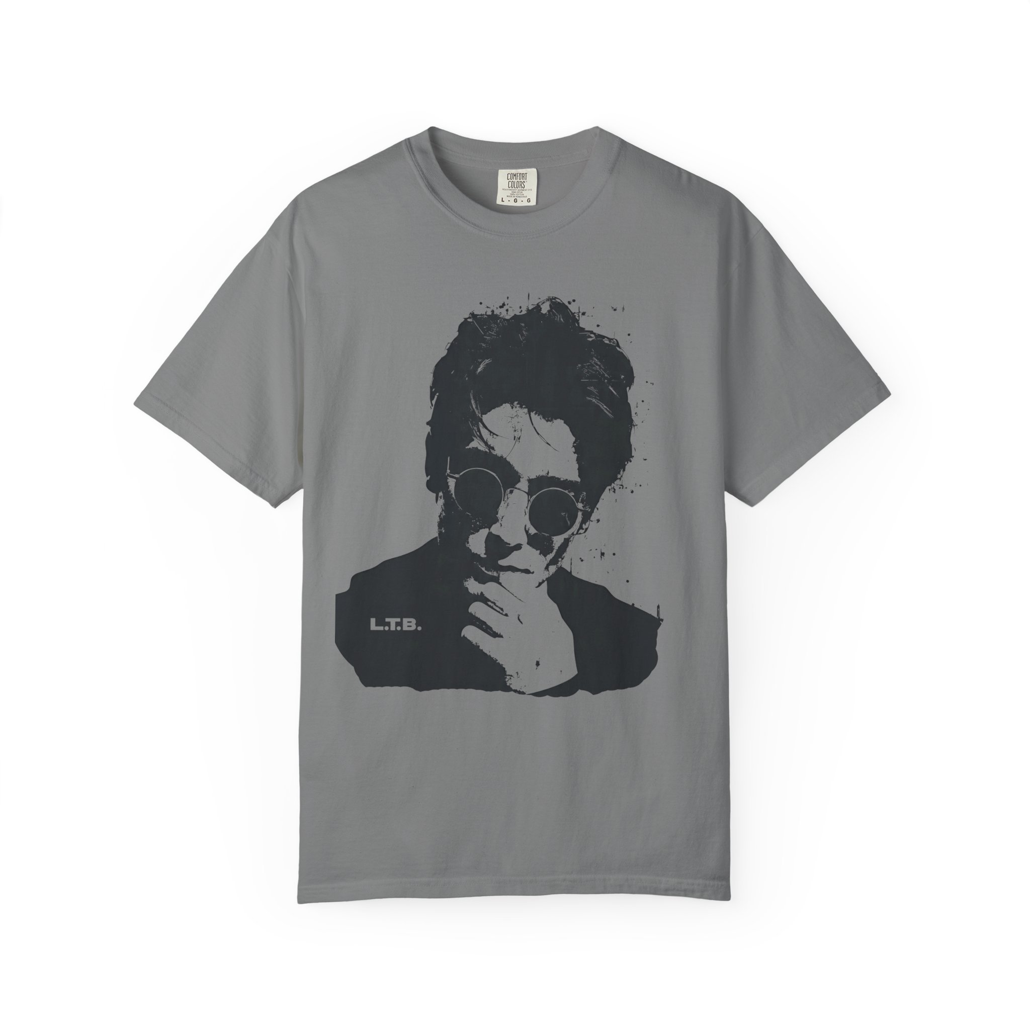 Monochrome Rock-Style Portrait T-Shirt | Minimal Thinker Graphic Art Tee - Image 4