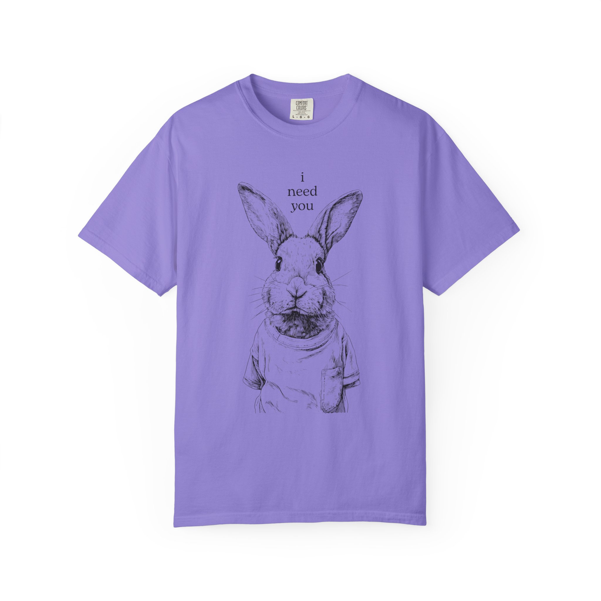 Rabbit Line Art T-Shirt — "I Need You" Quiet Emotional Design Tee, Valentine Gift Idea - Image 12
