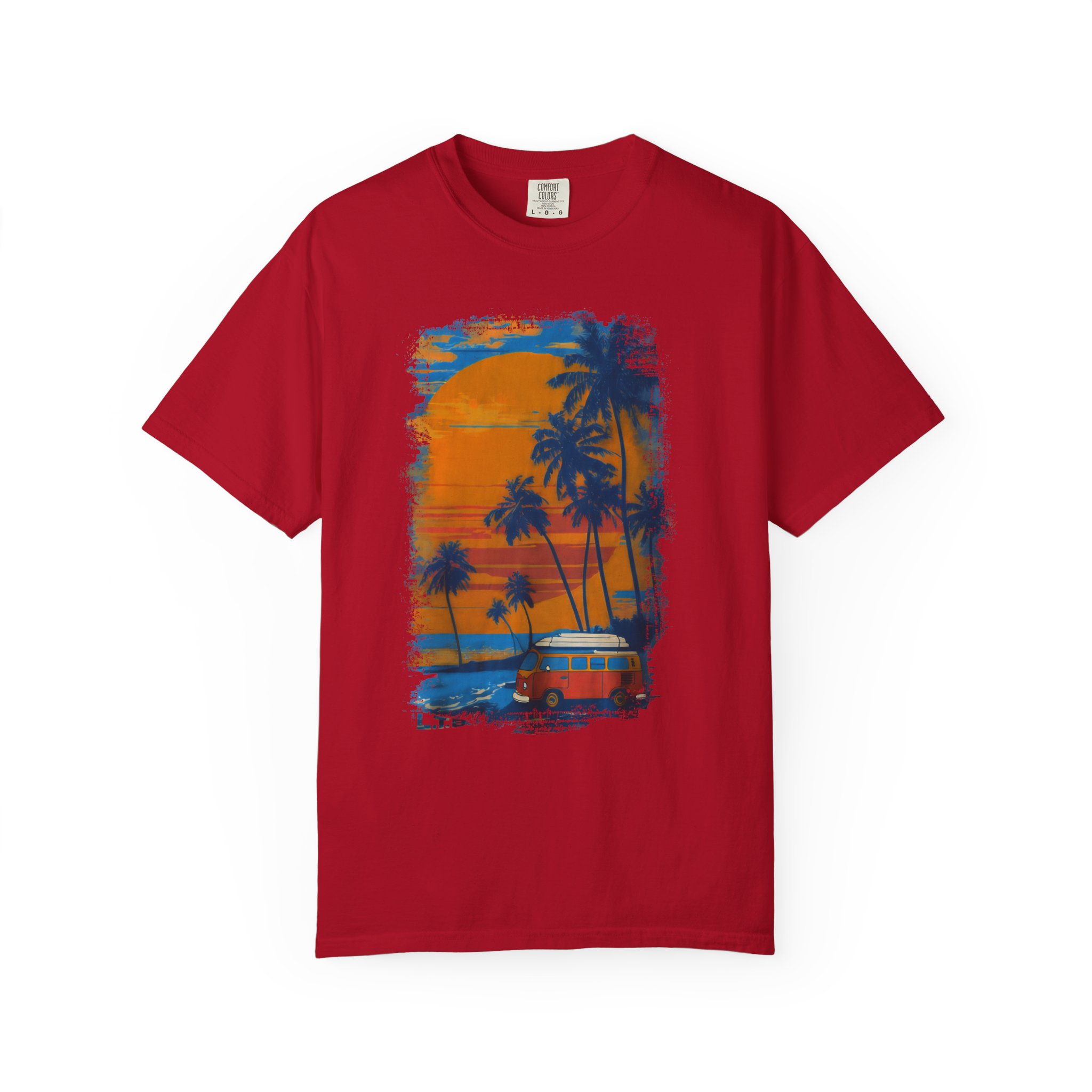 Sunset Beach Van Graphic Tee | Retro Coastal Palm Art T-Shirt - Image 15