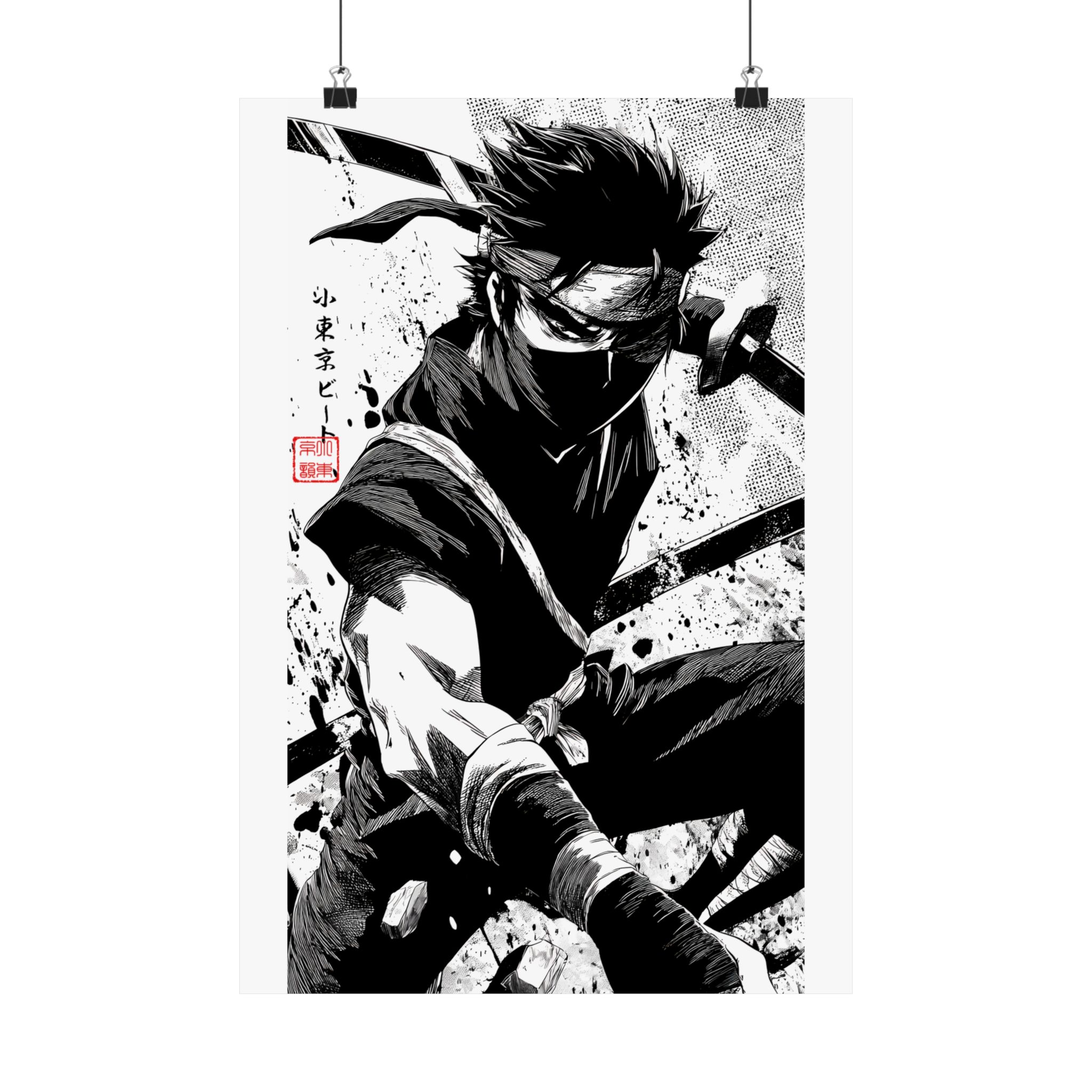 Ninja Black & White Matte Vertical Poster — Japanese Warrior Art Print - Image 6