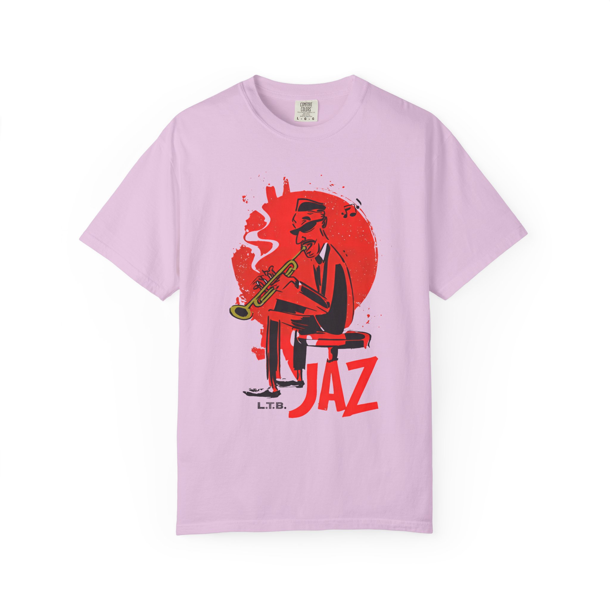 Smoky Jazz Trumpet T-Shirt — Red Circle Modern Music Art Tee - Image 12