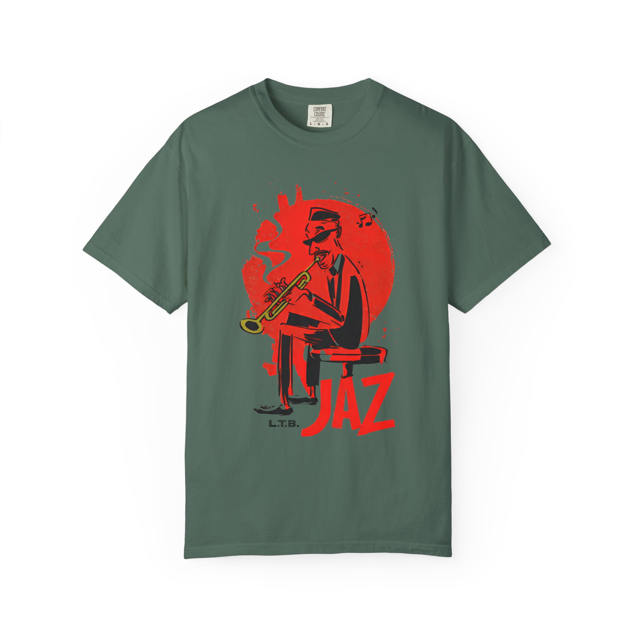 Smoky Jazz Trumpet T-Shirt — Red Circle Modern Music Art Tee - Image 7