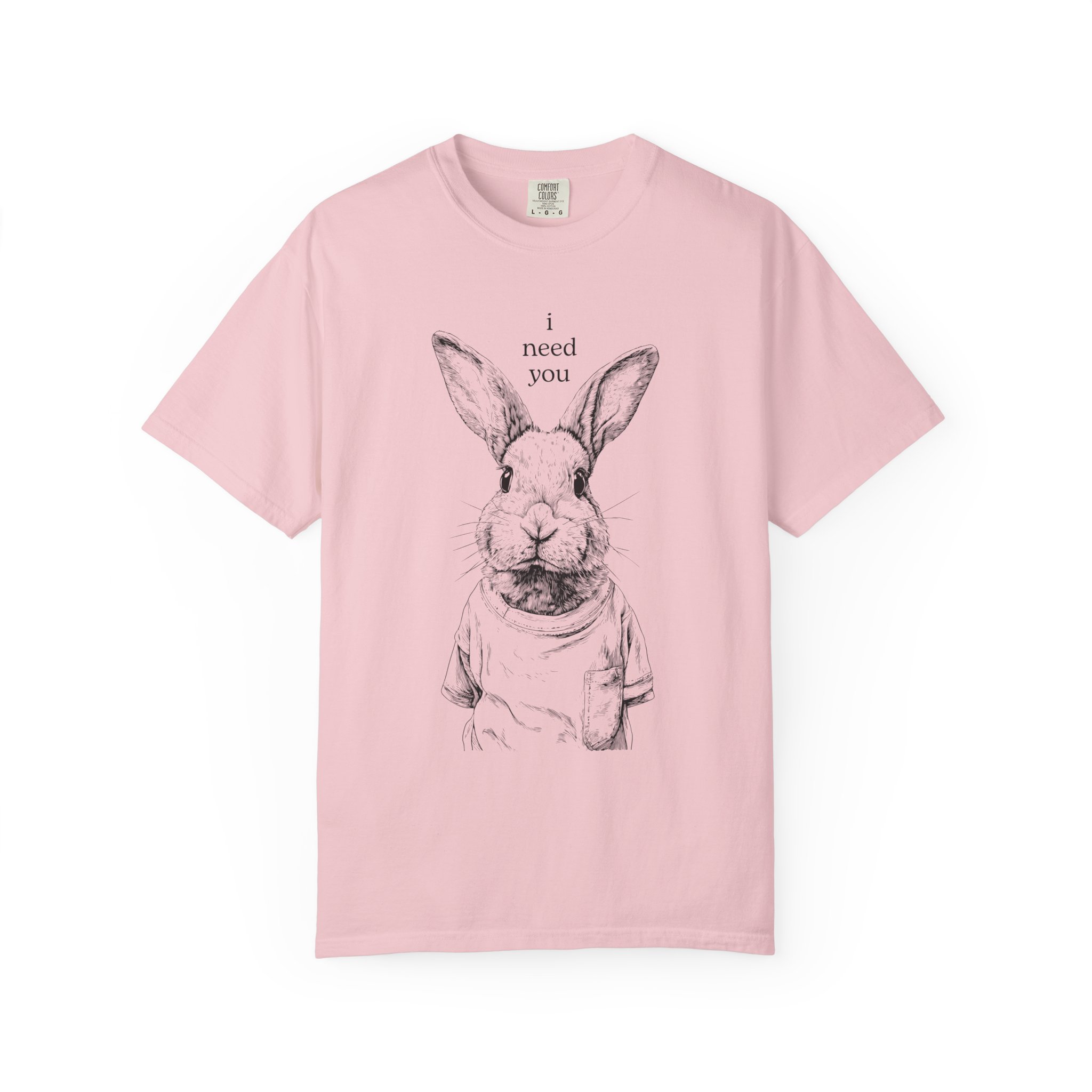 Rabbit Line Art T-Shirt — "I Need You" Quiet Emotional Design Tee, Valentine Gift Idea - Image 14