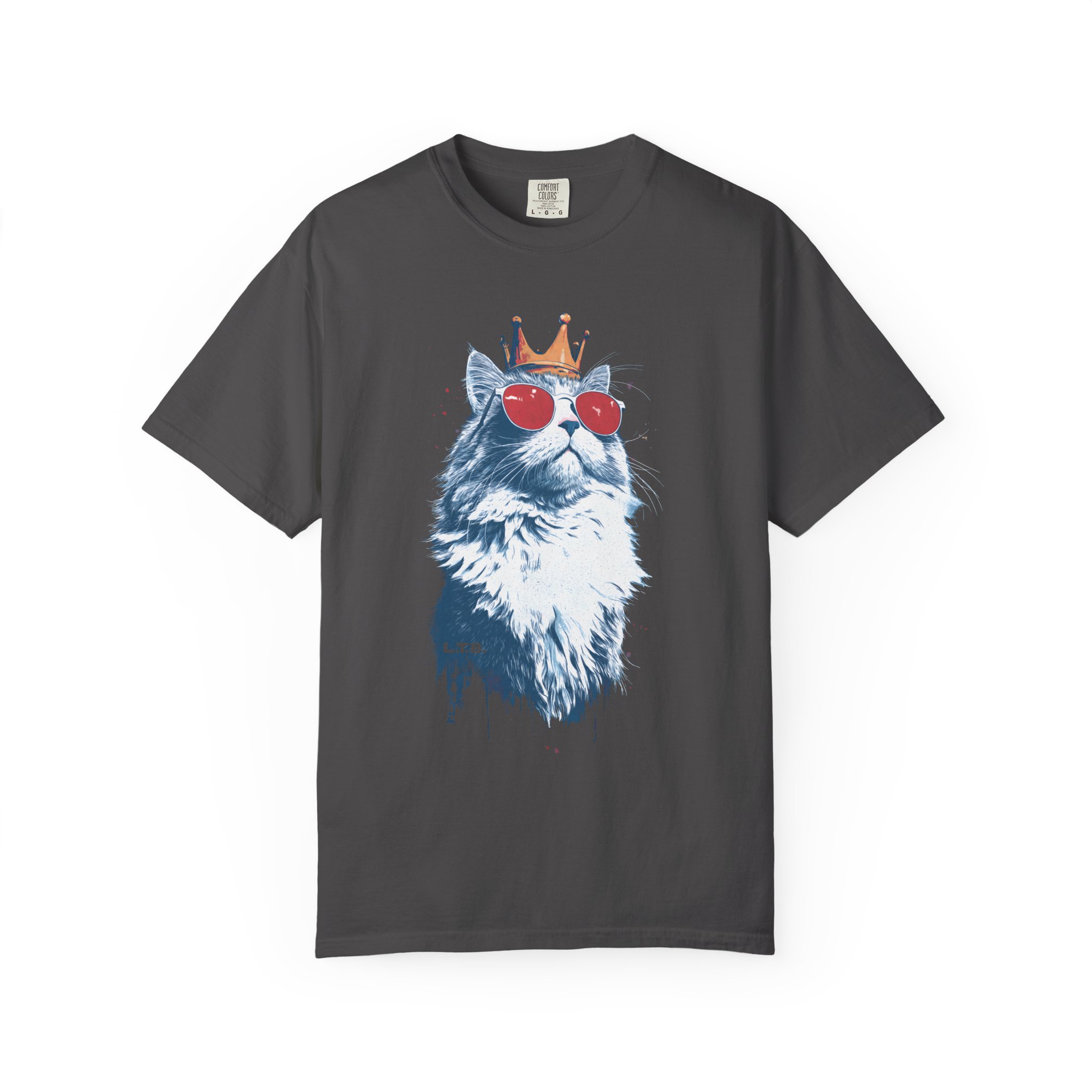 Cat King T-Shirt — Regal Cat with Crown & Sunglasses Graphic Streetwear Tee - Image 11