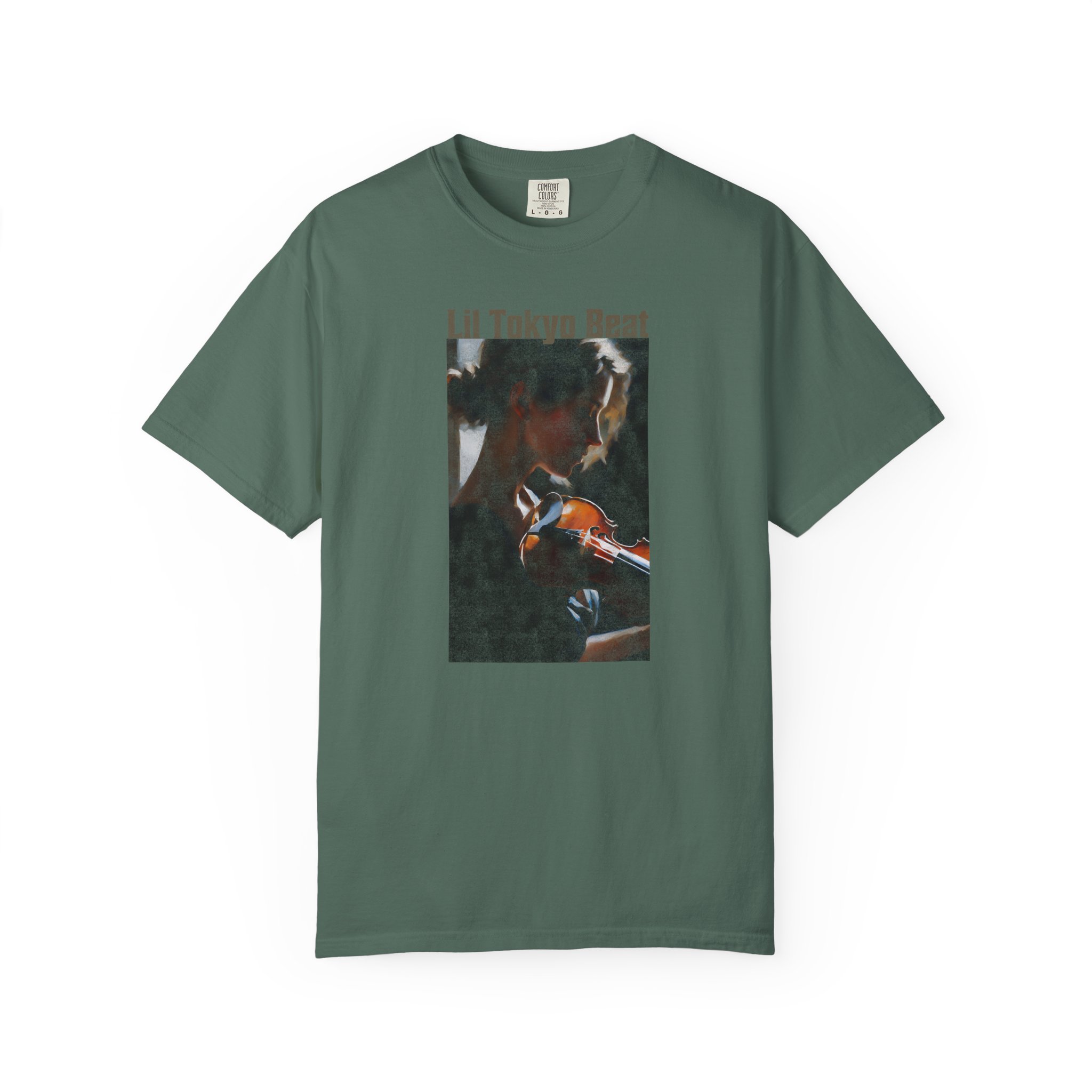 Lil Tokyo Beat Violin Art Tee, grunge Rust Color t-shirts, Emotional Music-Inspired Streetwear, Everyday Wear, t0 - Image 6