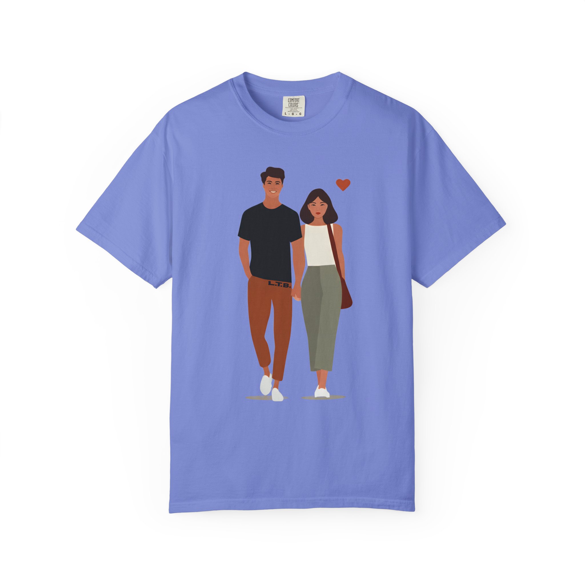 Couple Walking Illustration T-Shirt — Minimal Romantic Valentine Tee for Couples & Date Nights - Image 10