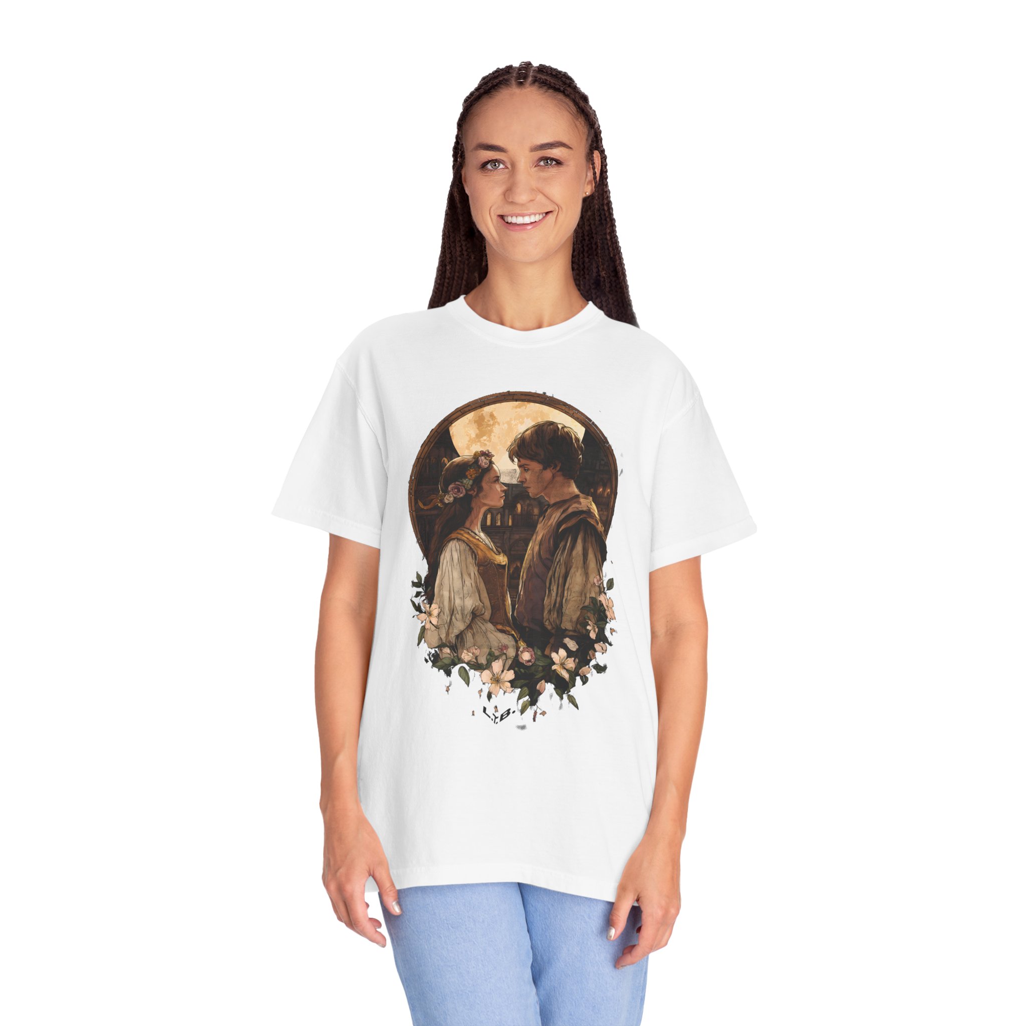Vintage Romantic Art T-Shirt — Classic Lovers Portrait Valentine Tee - Image 2