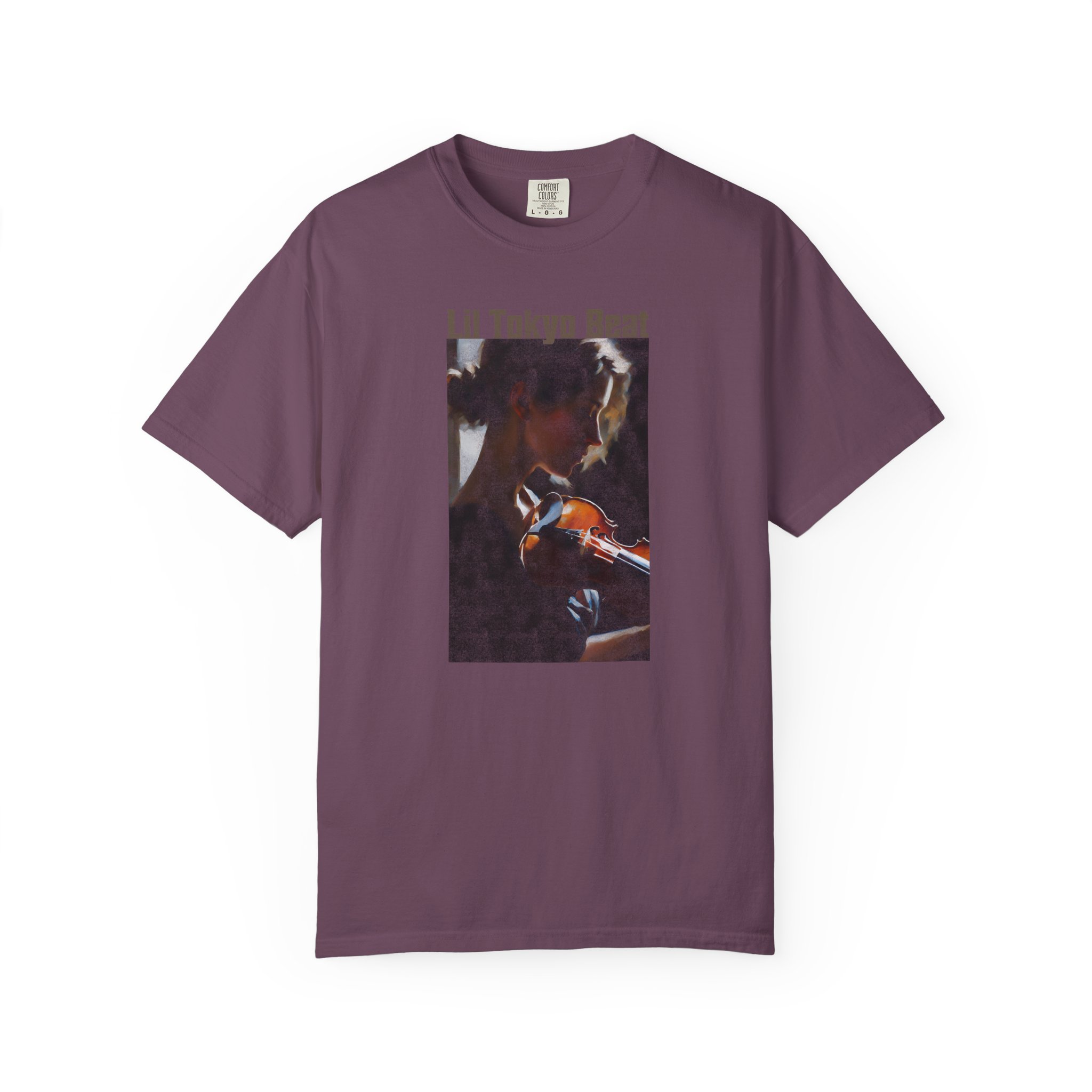 Lil Tokyo Beat Violin Art Tee, grunge Rust Color t-shirts, Emotional Music-Inspired Streetwear, Everyday Wear, t0 - Image 13